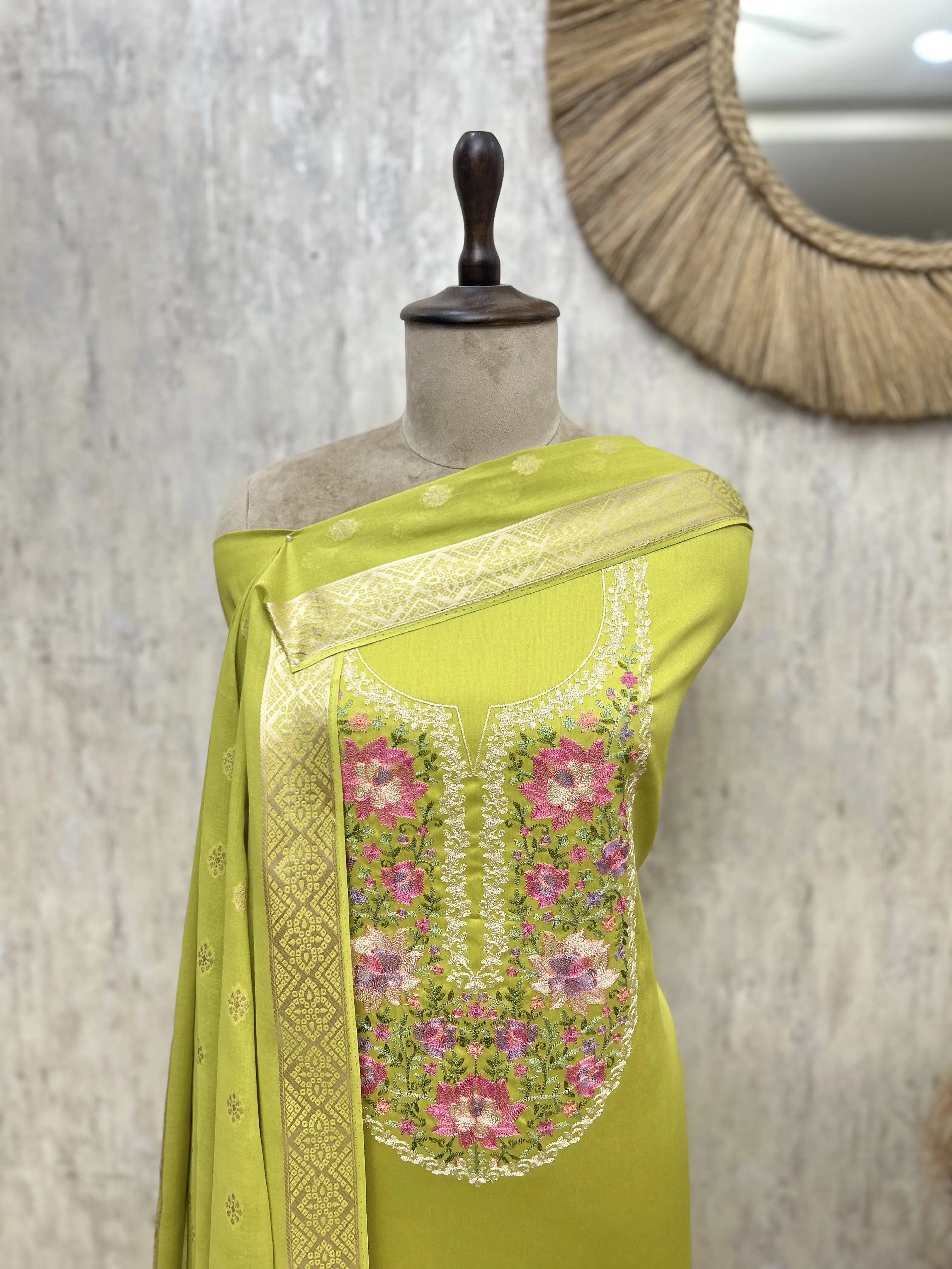 Banarasi Bloom Glace Cotton Unstitched Suits