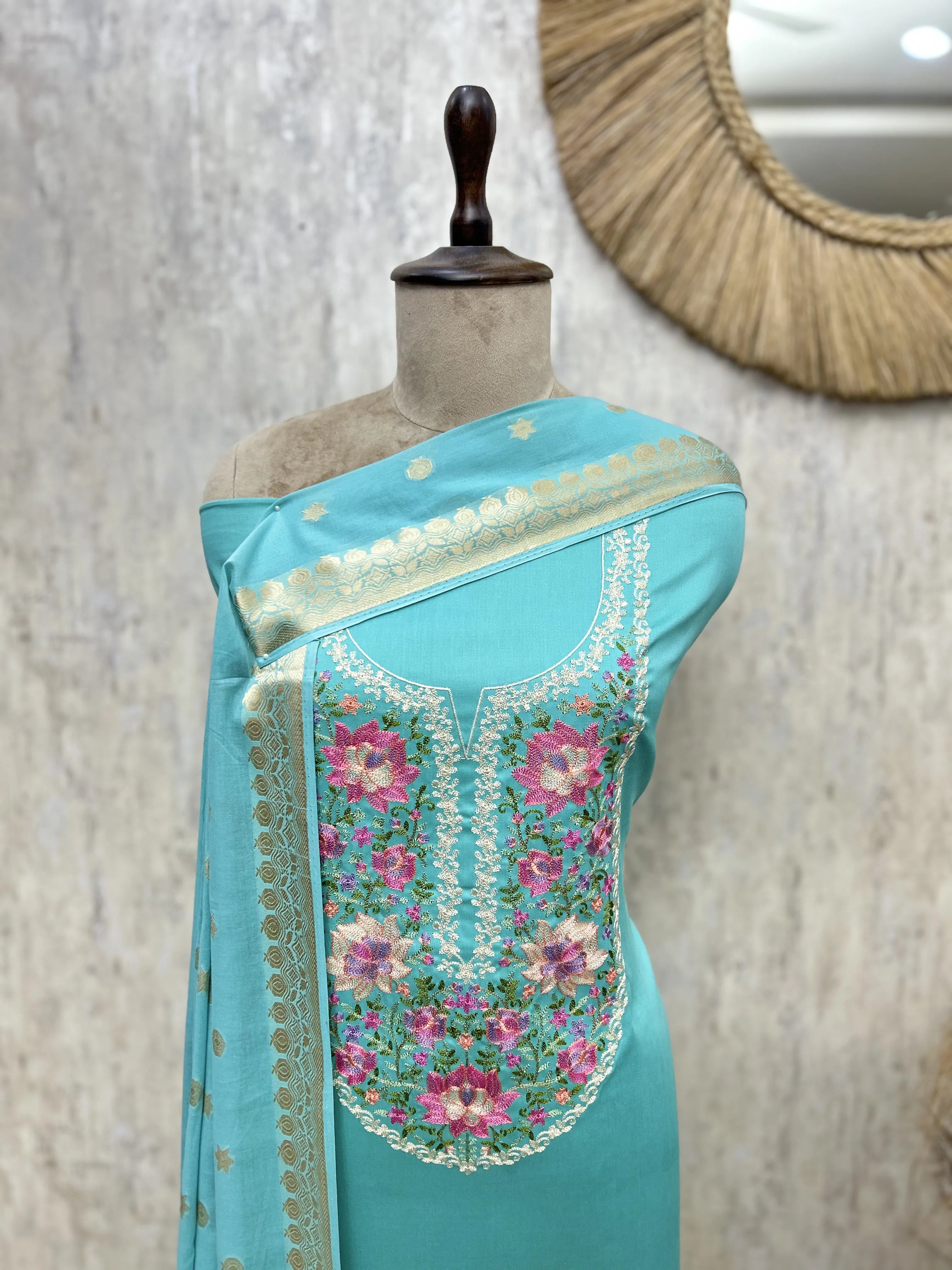 Banarasi Bloom Glace Cotton Unstitched Suits