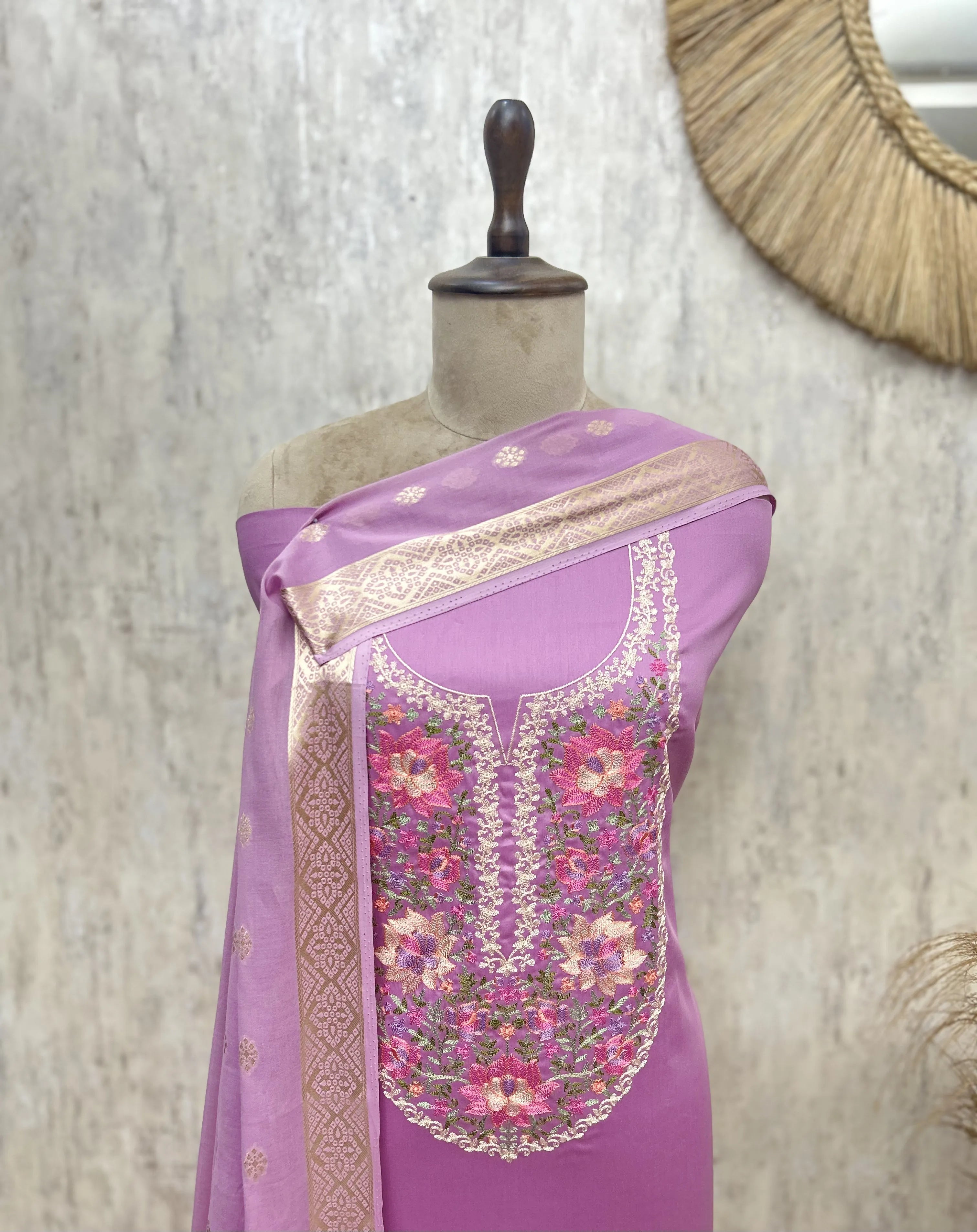 Banarasi Bloom Glace Cotton Unstitched Suits