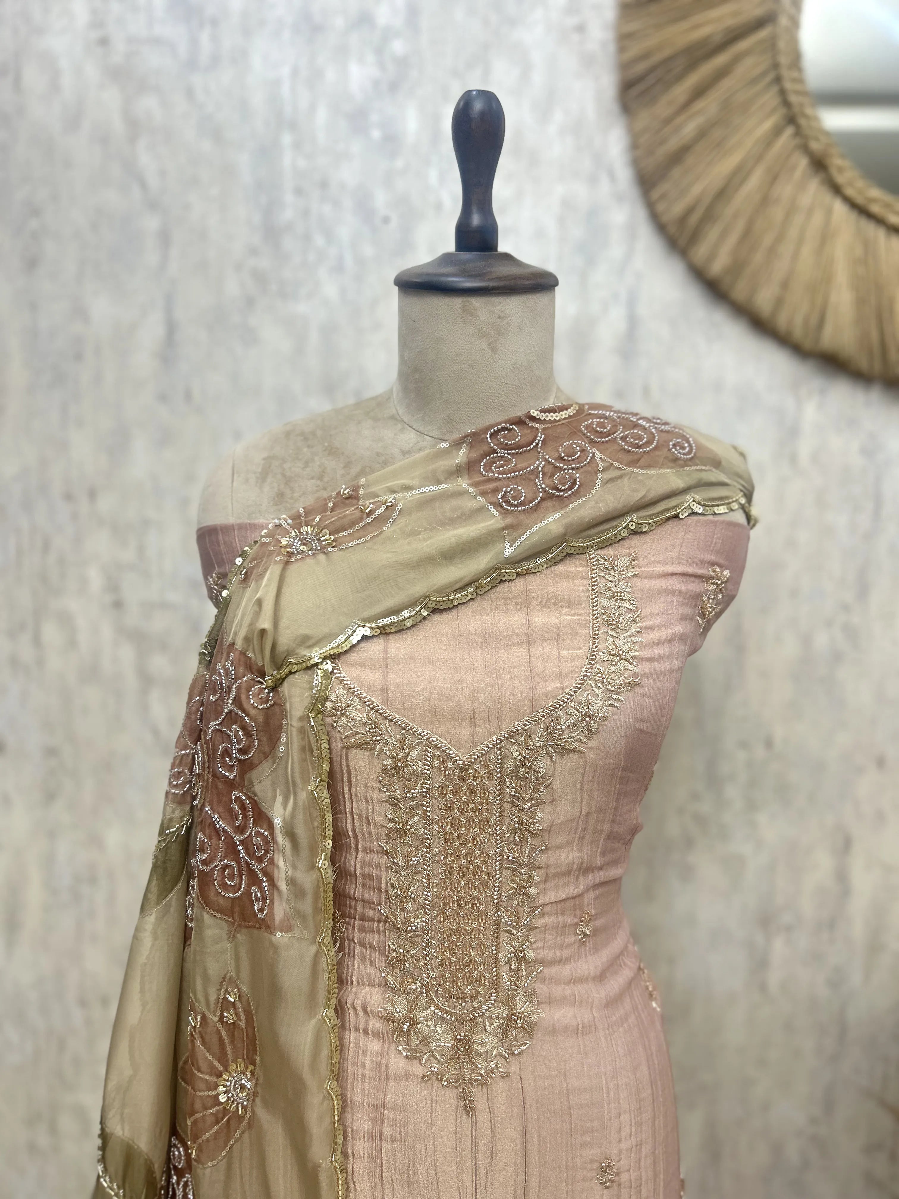 Moonlit Garden Crush Tissue Unstitched Suits