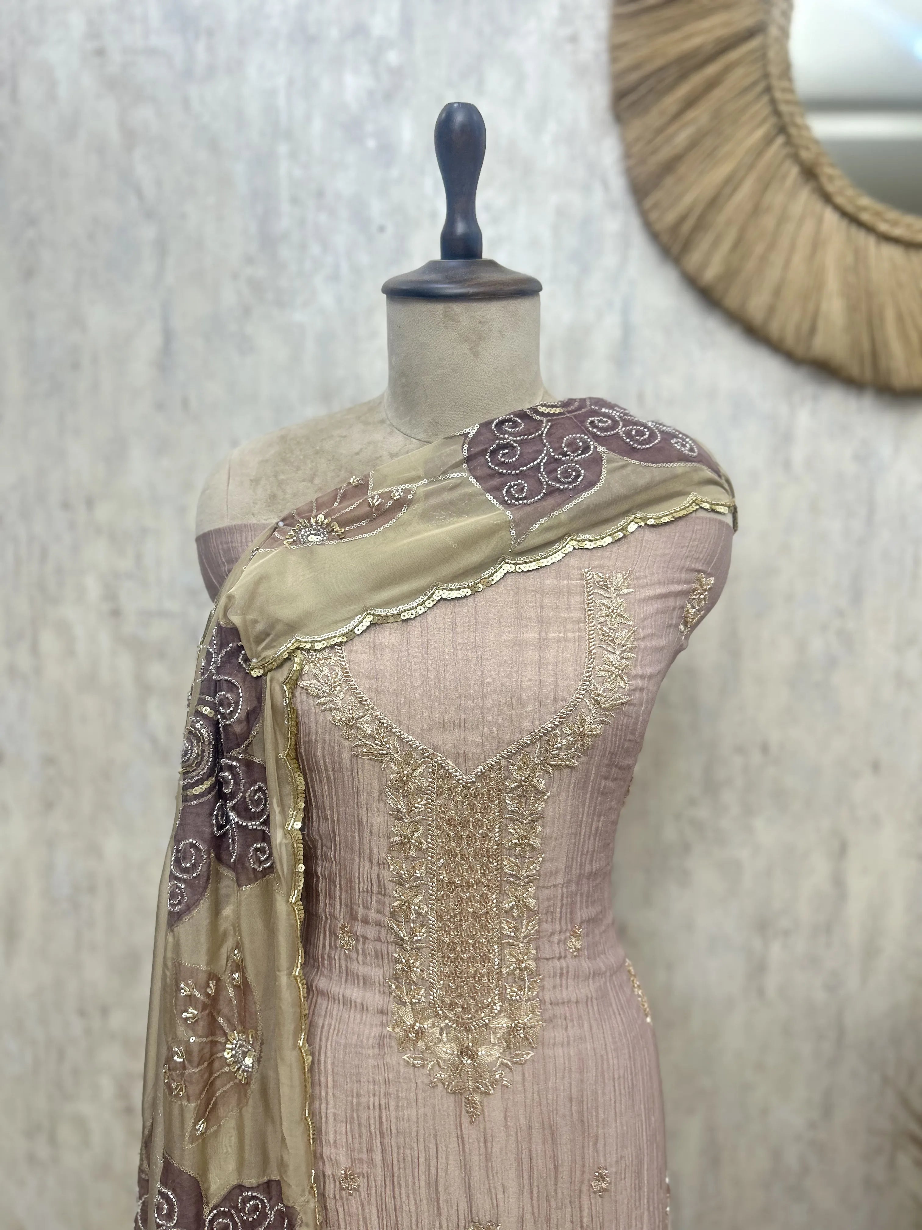 Moonlit Garden Crush Tissue Unstitched Suits