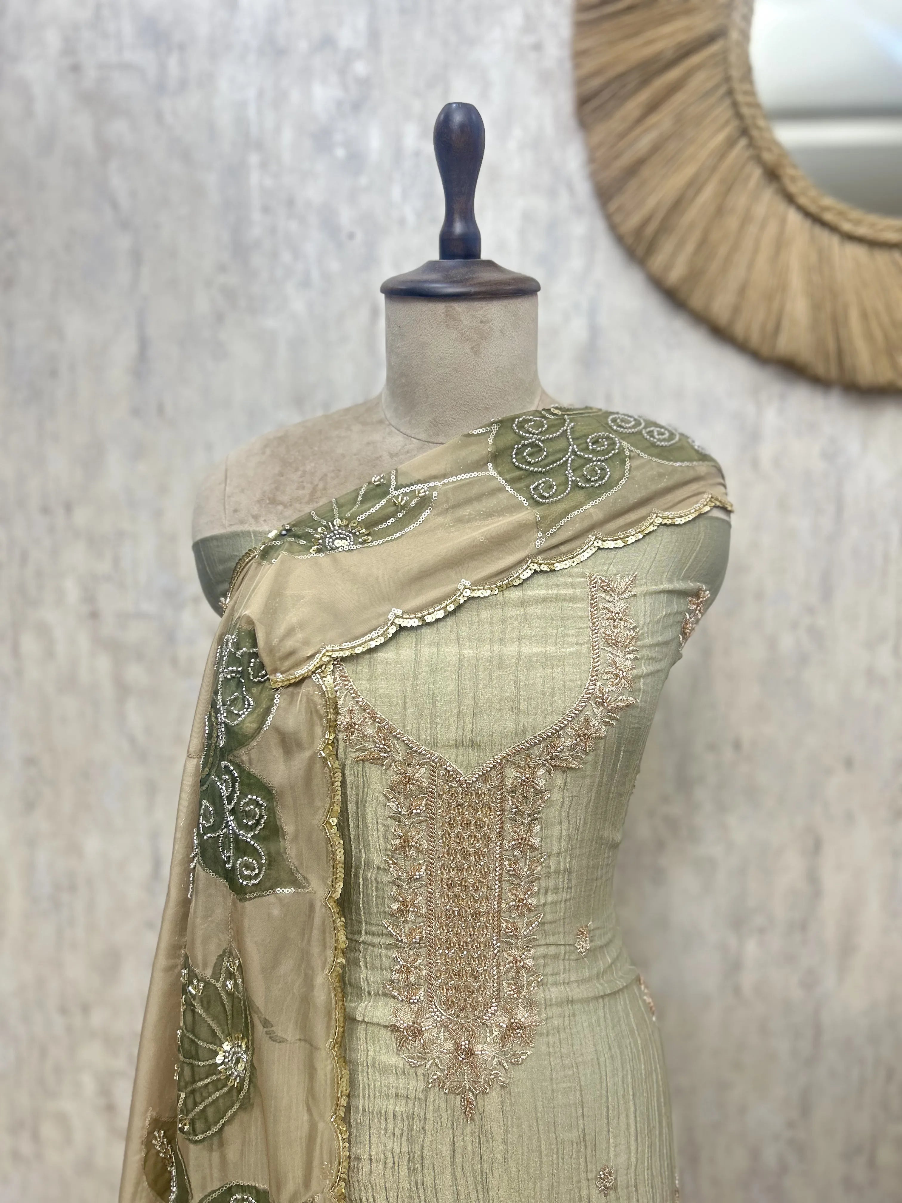 Moonlit Garden Crush Tissue Unstitched Suits