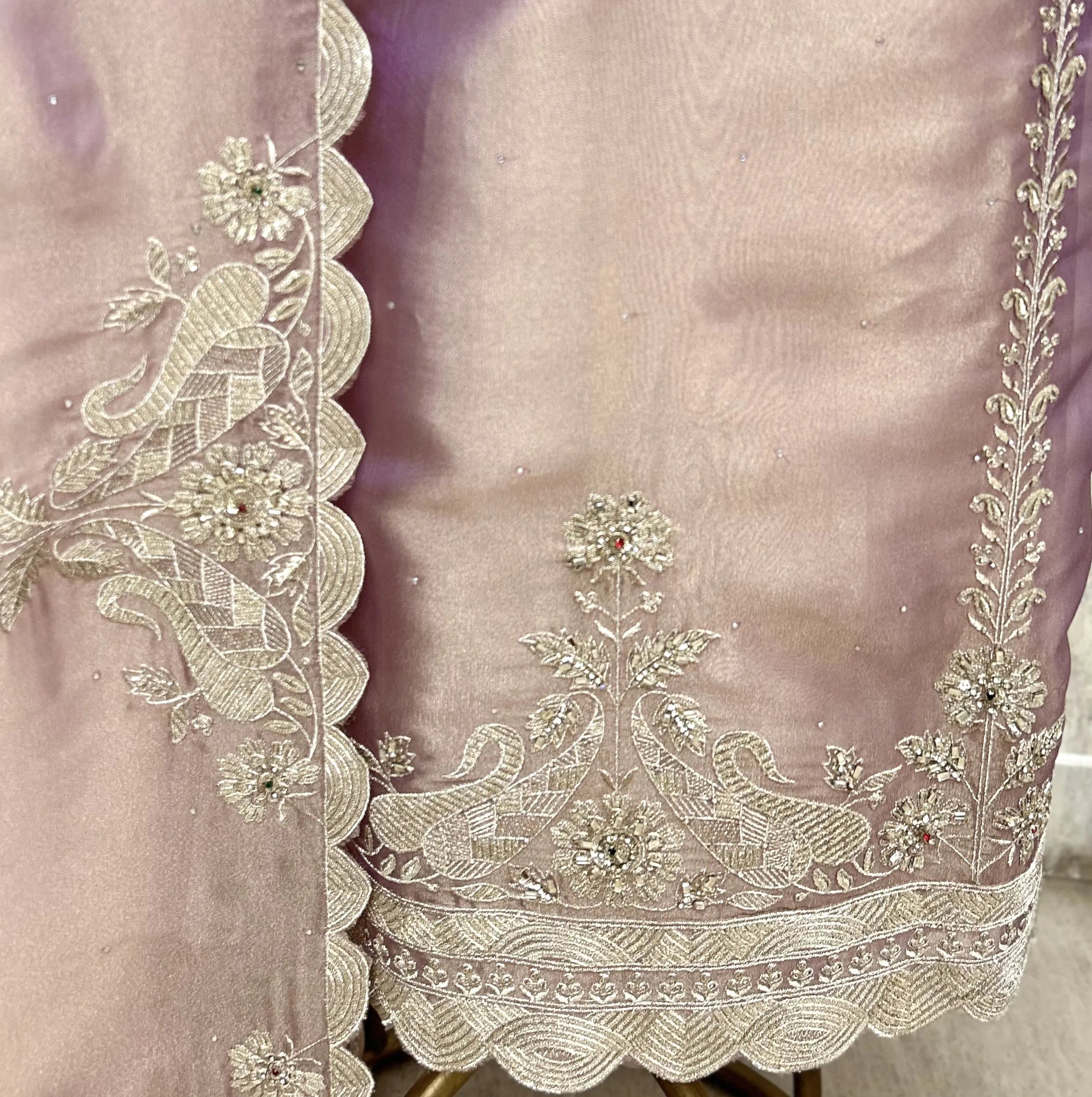 Majestic Embellished Glass Organza Unstitched Suit