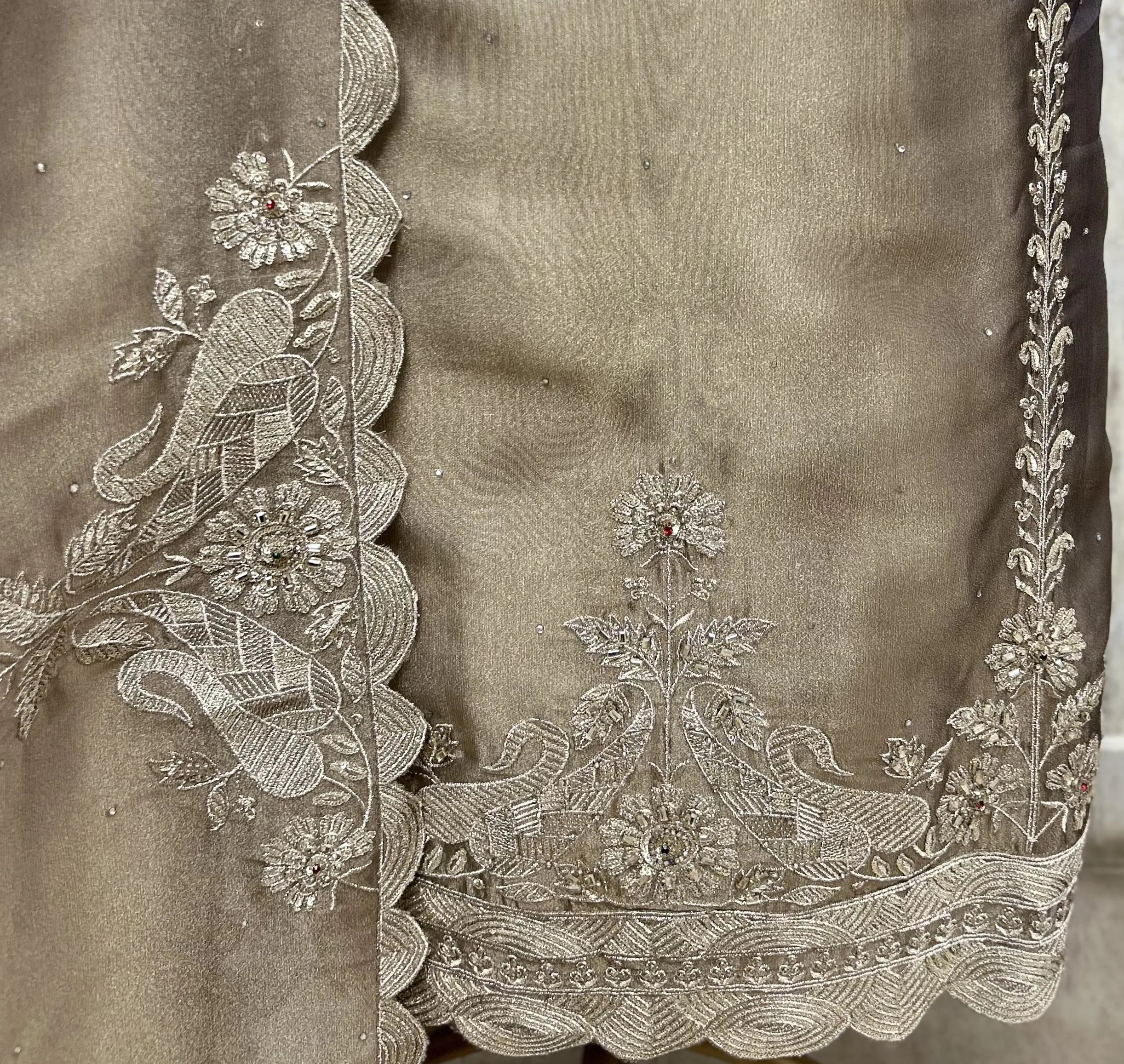 Majestic Embellished Glass Organza Unstitched Suit