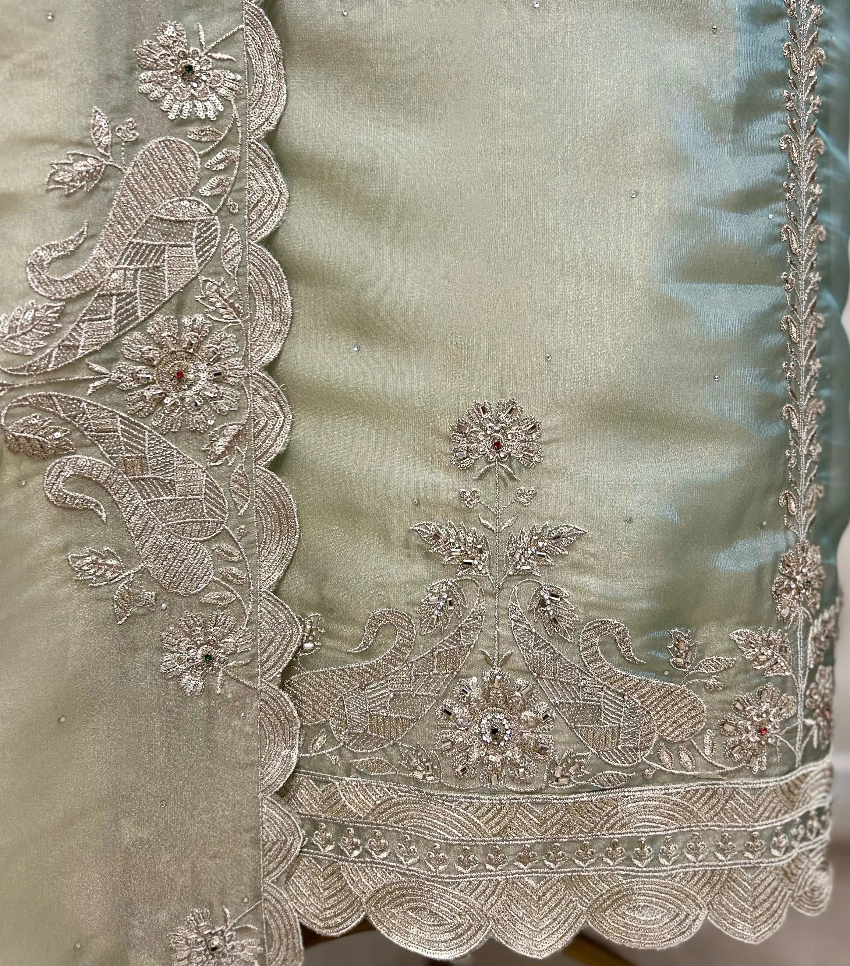 Majestic Embellished Glass Organza Unstitched Suit