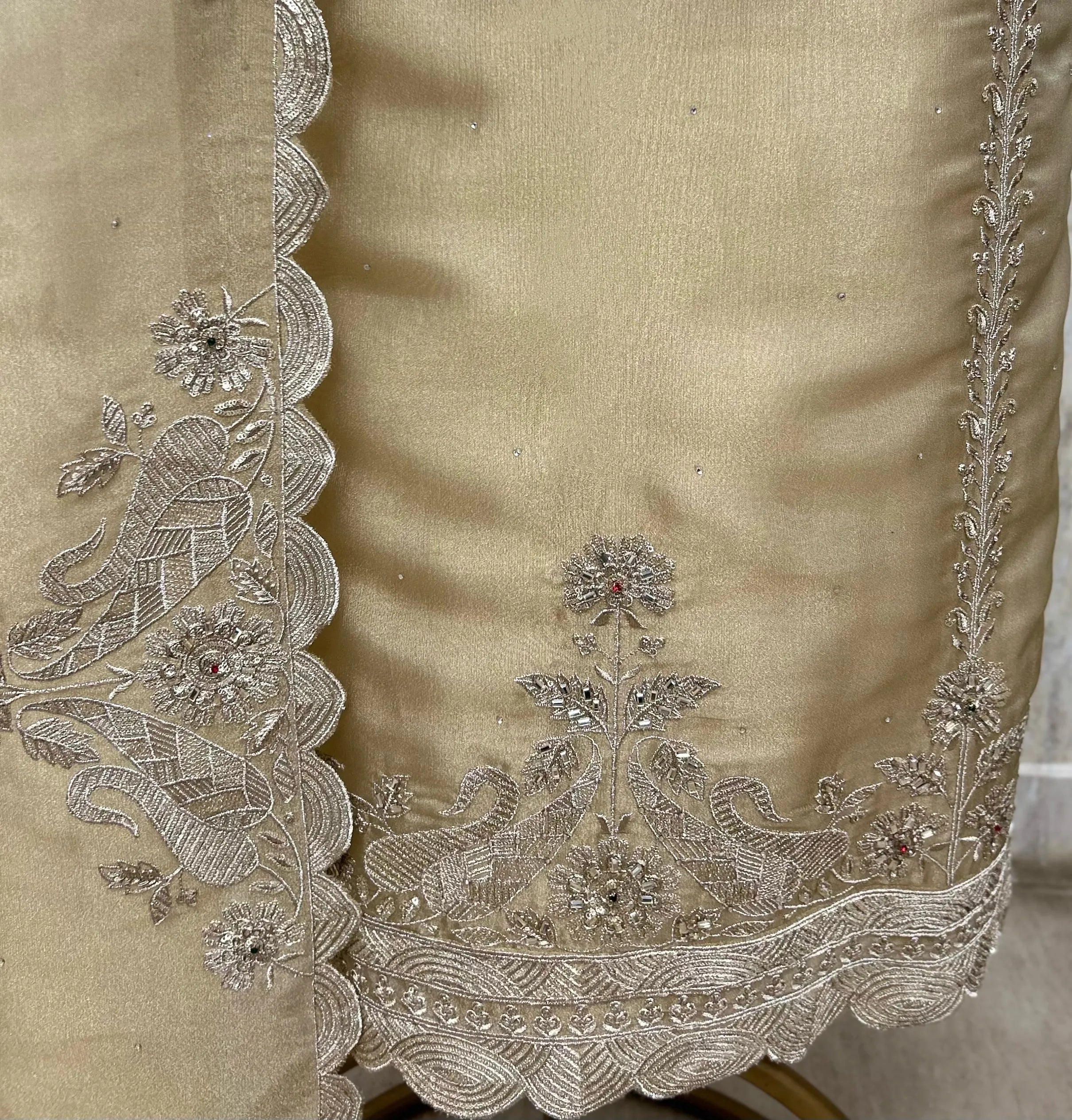 Majestic Embellished Glass Organza Unstitched Suit