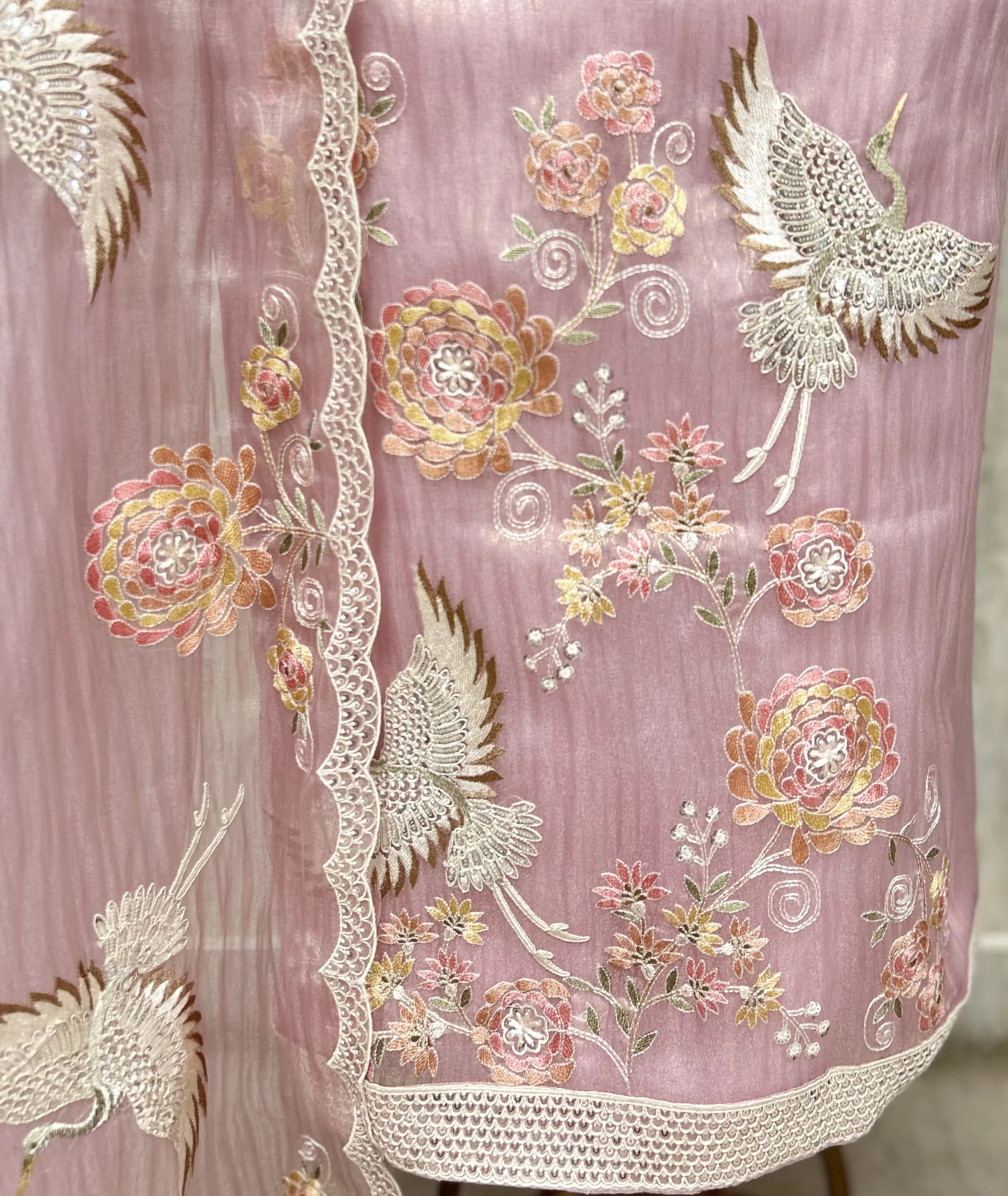 Ethereal Bloom Glass Organza Unstitched Suit