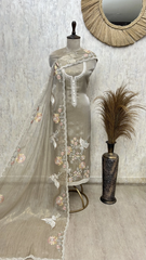 Ethereal Bloom Glass Organza Unstitched Suit