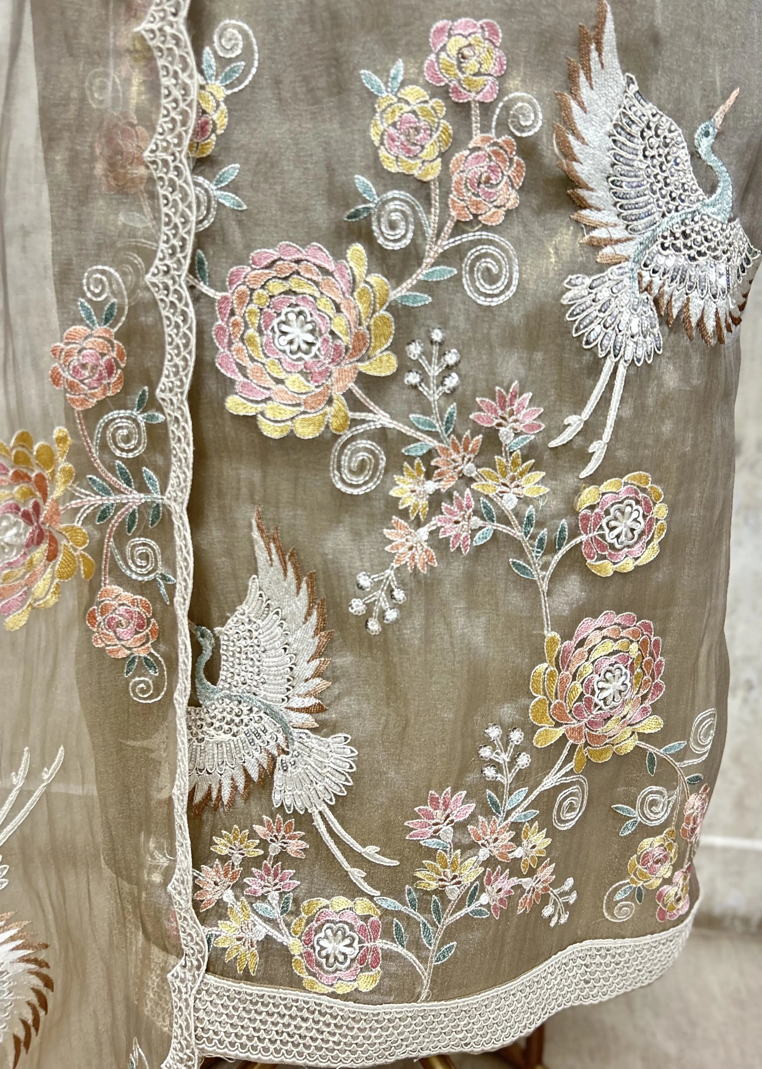 Ethereal Bloom Glass Organza Unstitched Suit