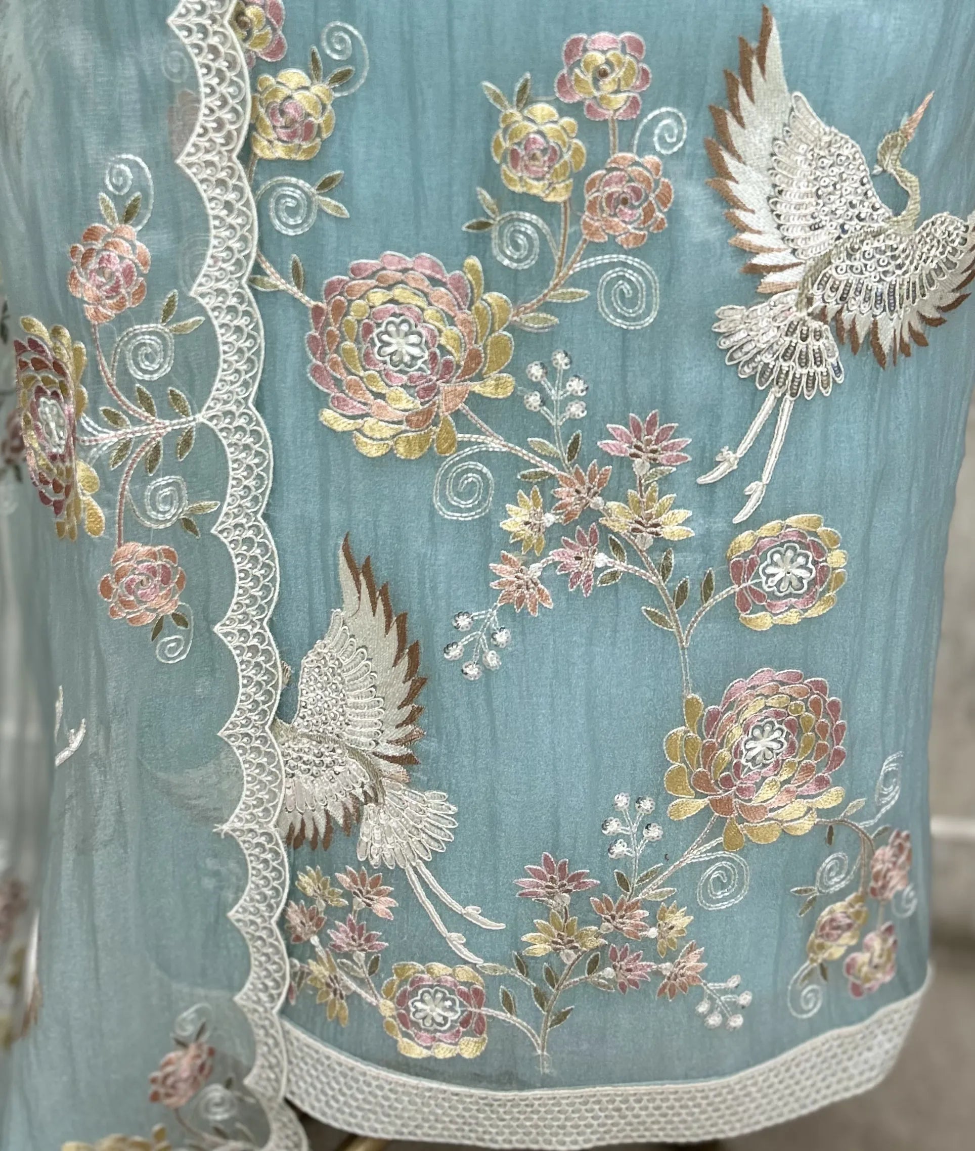 Ethereal Bloom Glass Organza Unstitched Suit