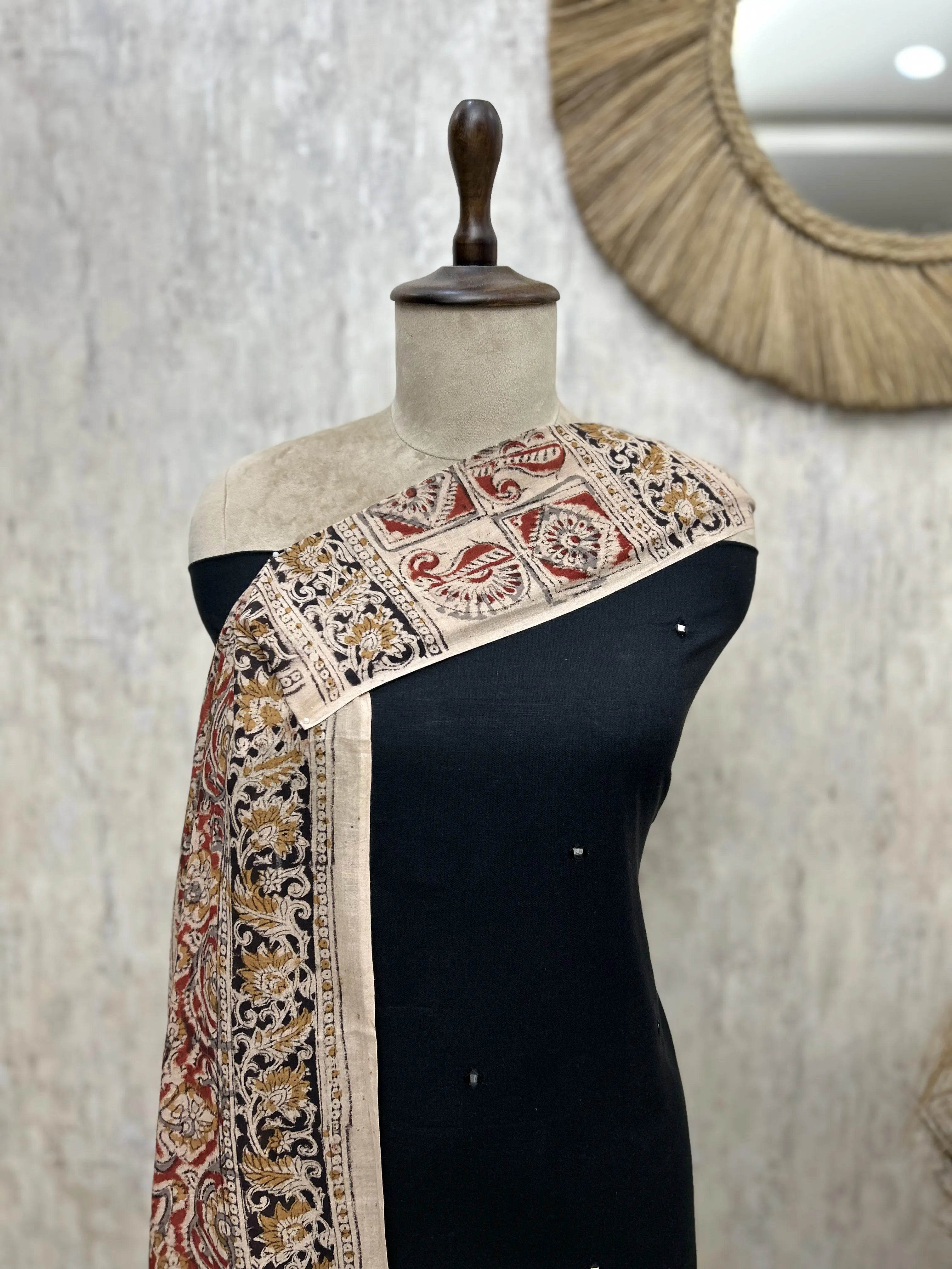 Royal Kalamkari Trail Cotton Unstitched Suit