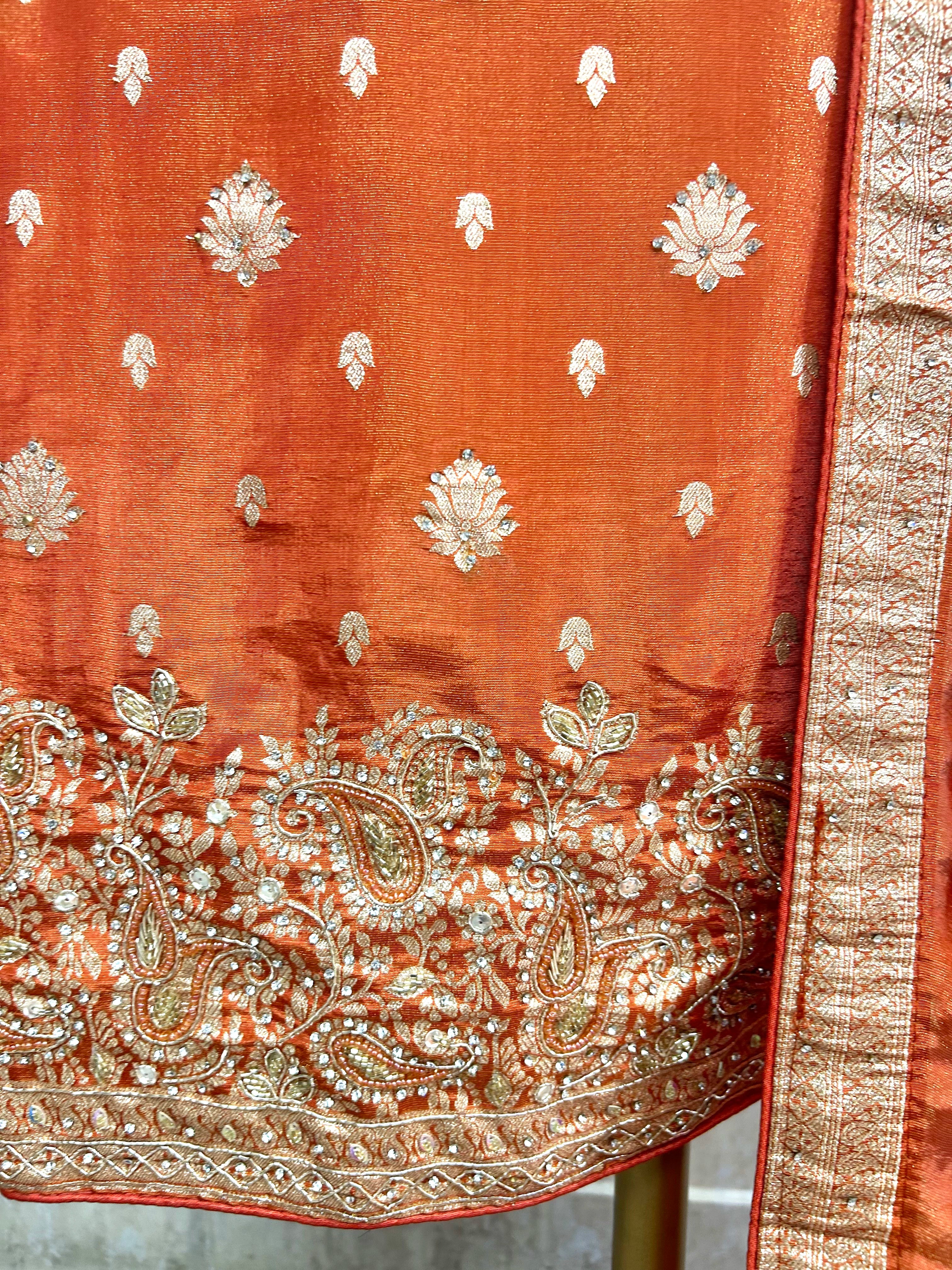 Tissue Unstitched Suit Set With Banarasi Work