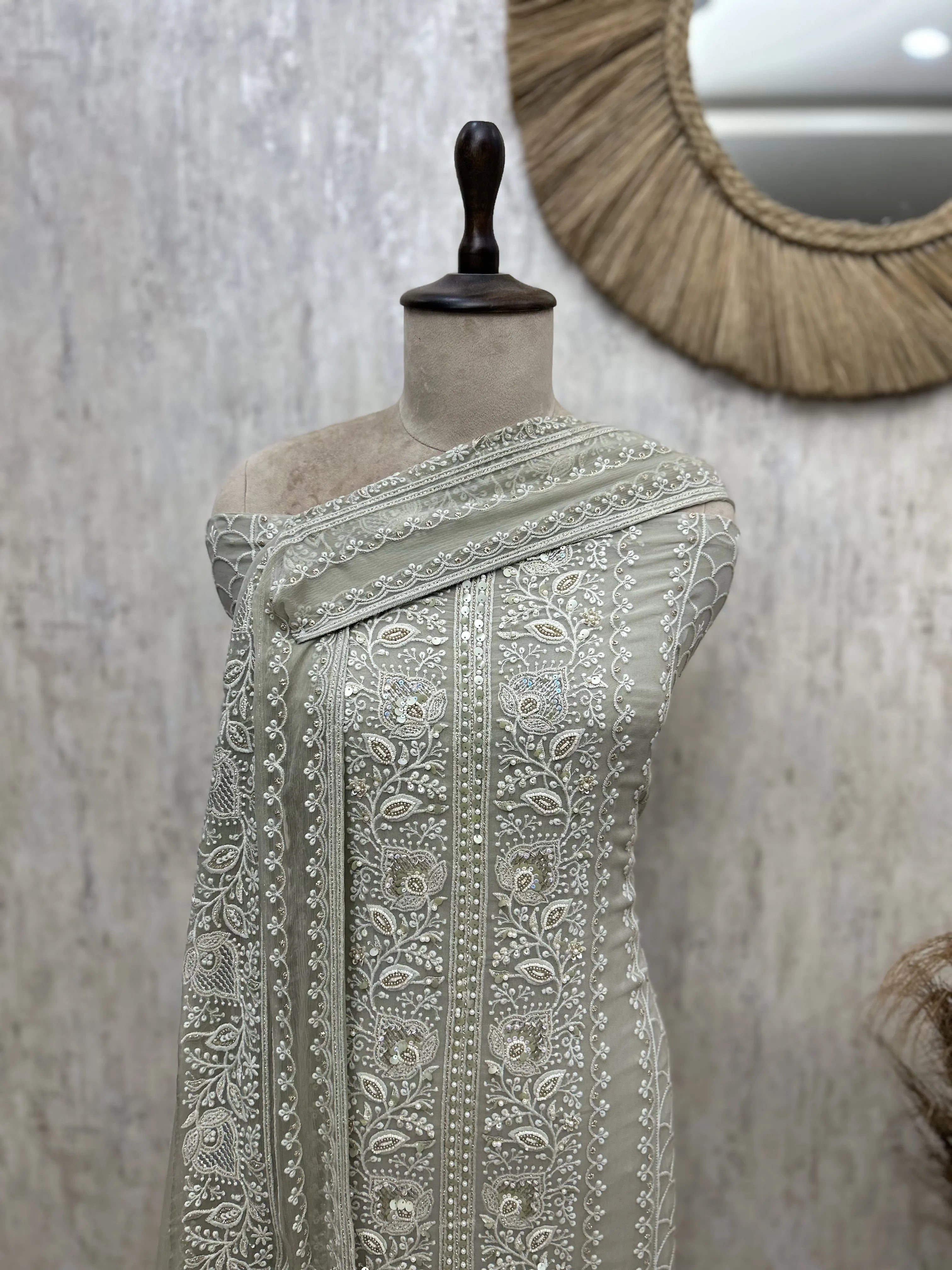 Whispered Heritage Lucknawi Georgette Unstitched Suit