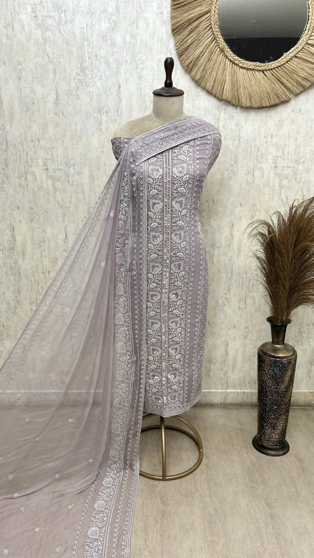 Whispered Heritage Lucknawi Georgette Unstitched Suit