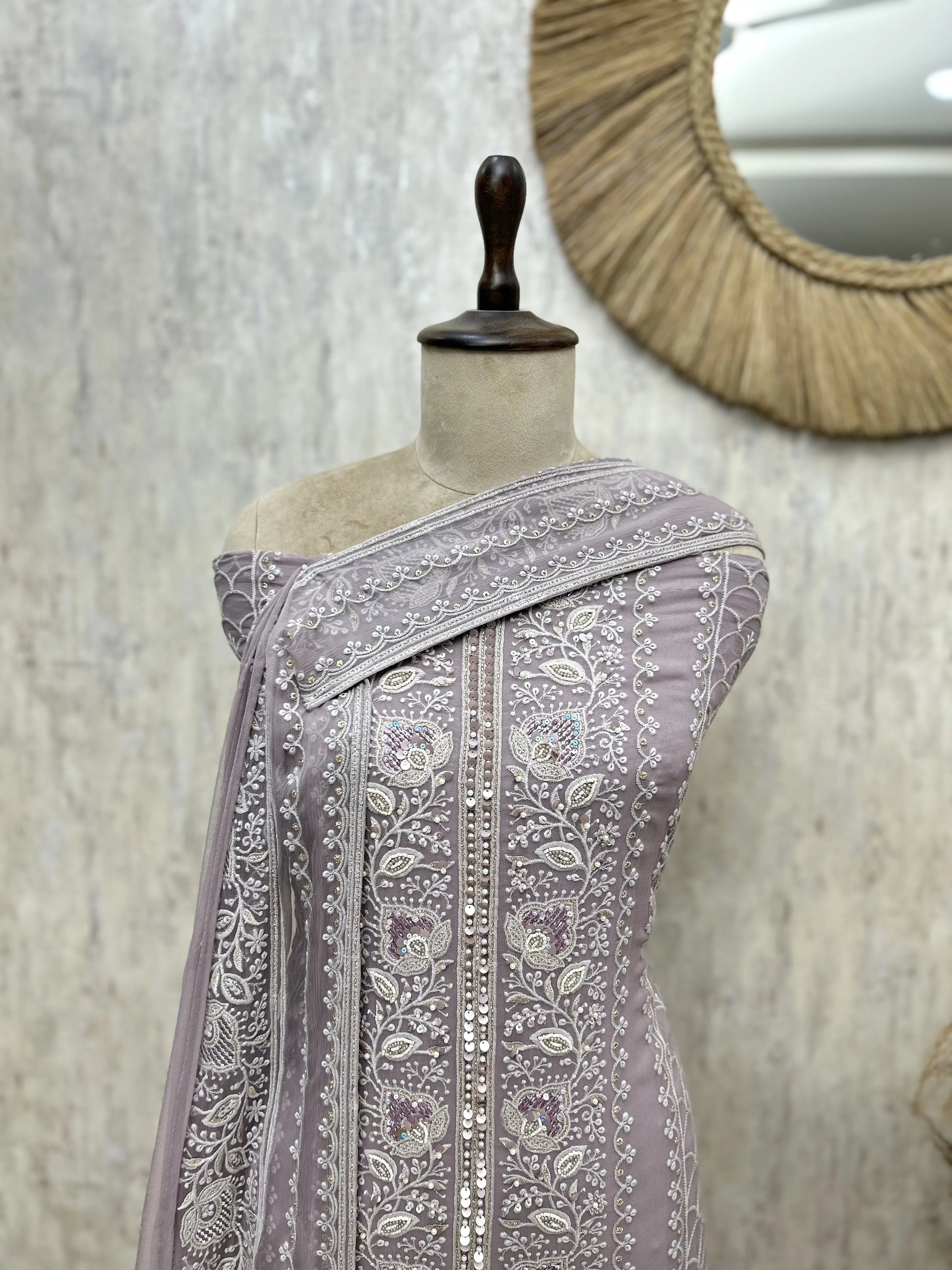 Whispered Heritage Lucknawi Georgette Unstitched Suit