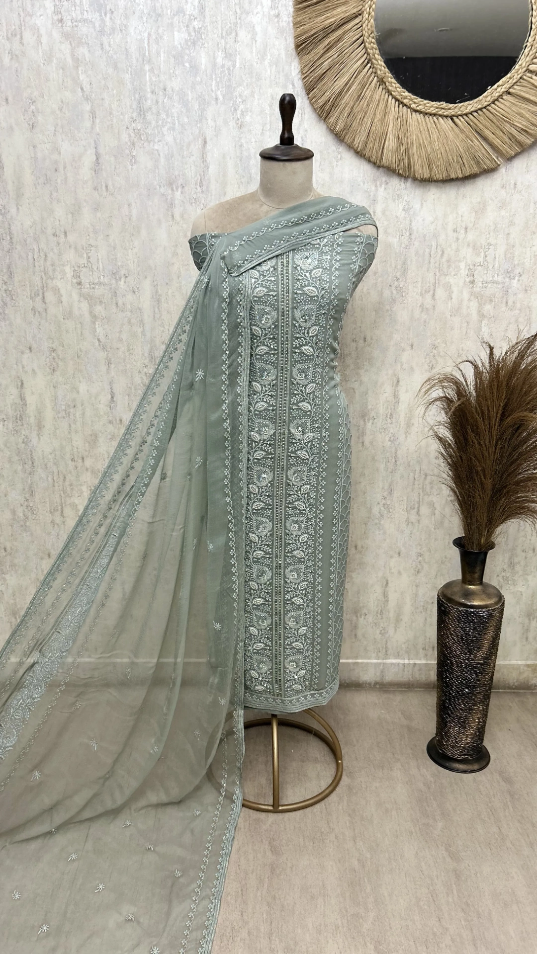 Whispered Heritage Lucknawi Georgette Unstitched Suit