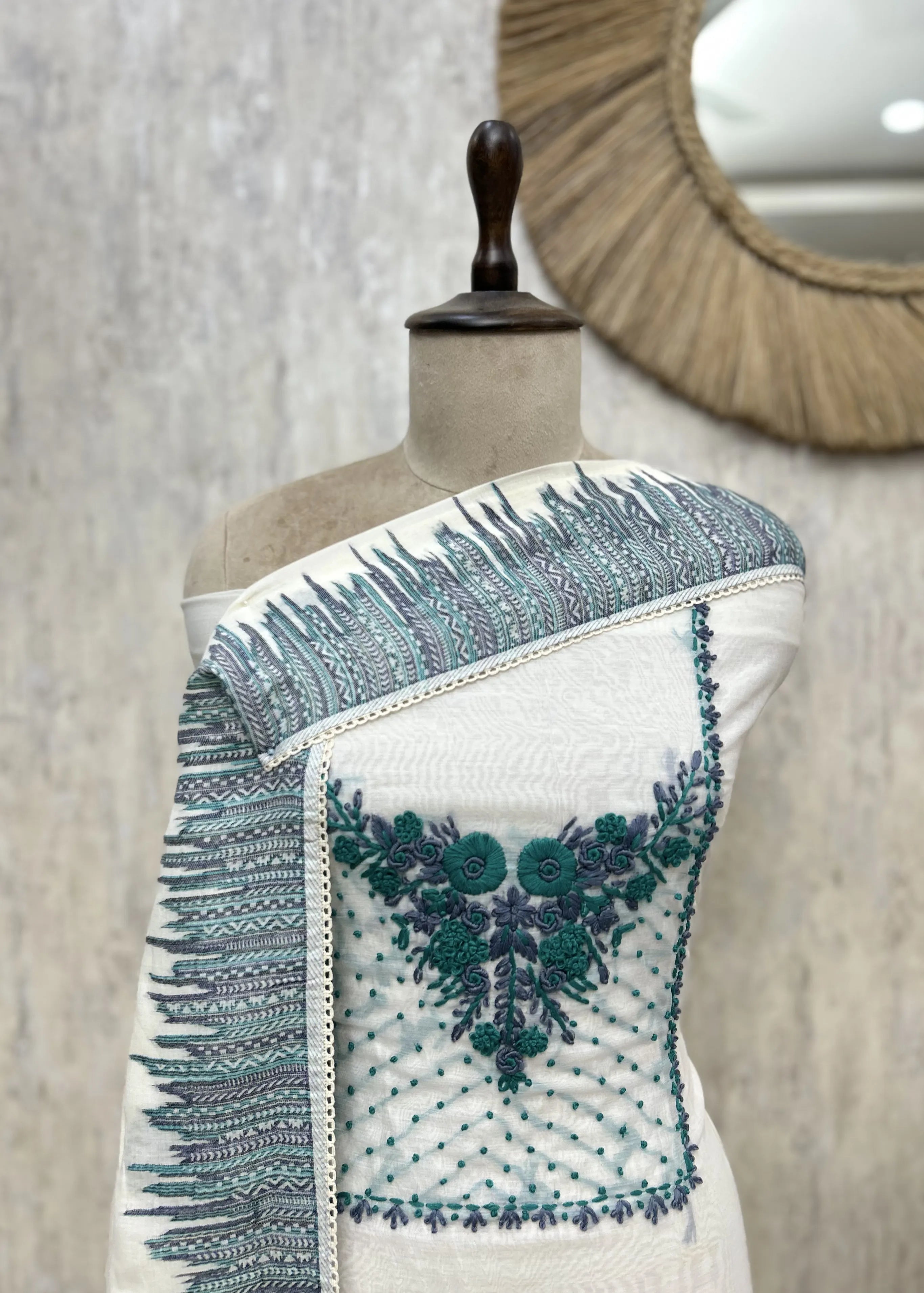 Embroidered Essence Mul Chanderi Unstitched Suit