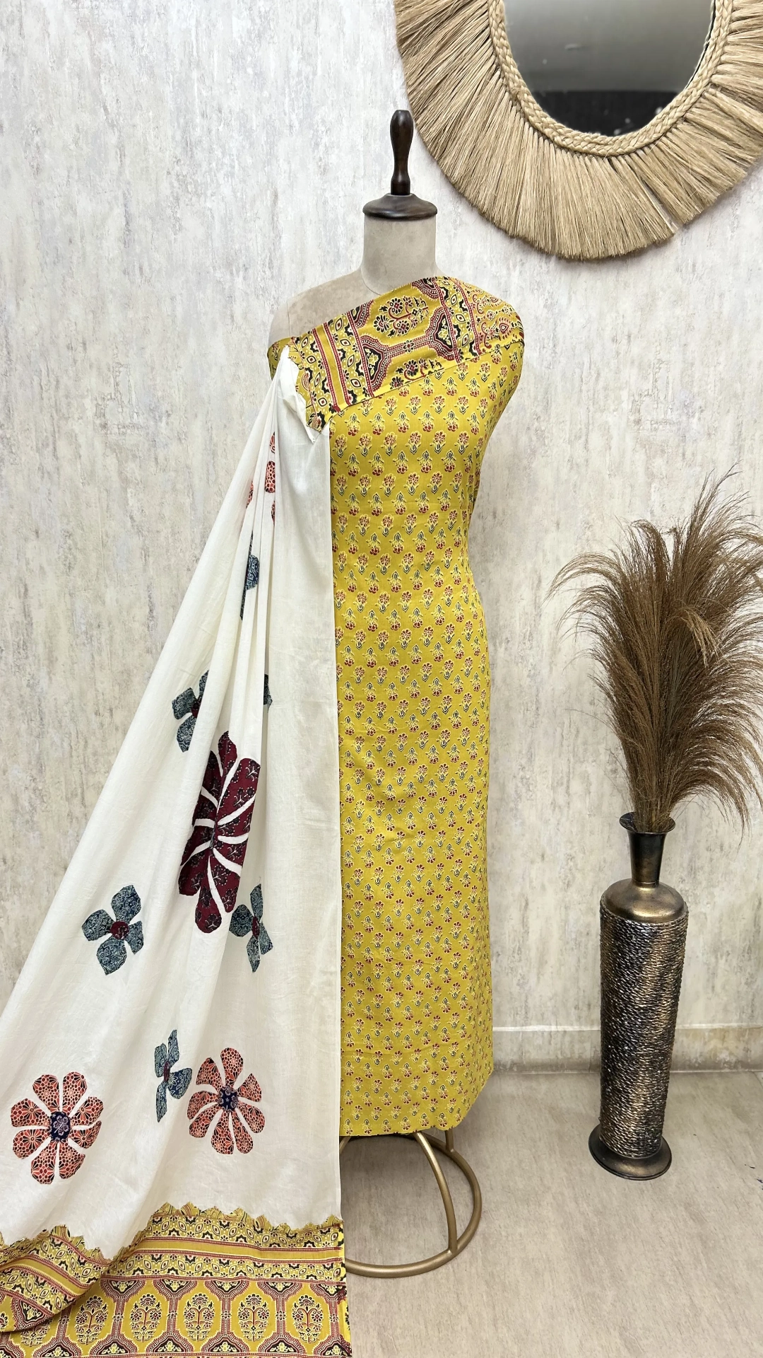 Ajrakh Buti Handblock Print Cotton Unstitched Suits