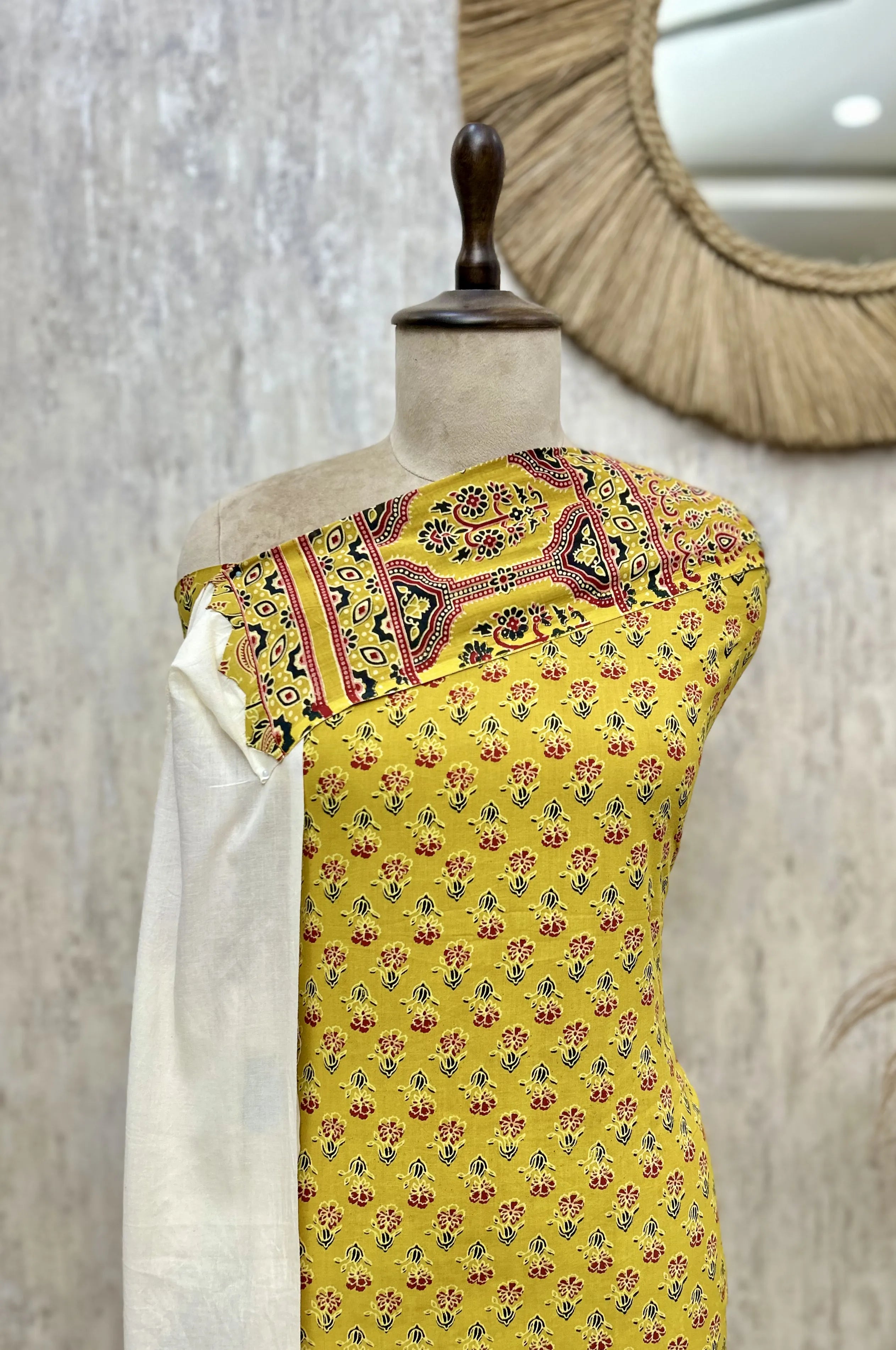 Ajrakh Buti Handblock Print Cotton Unstitched Suits