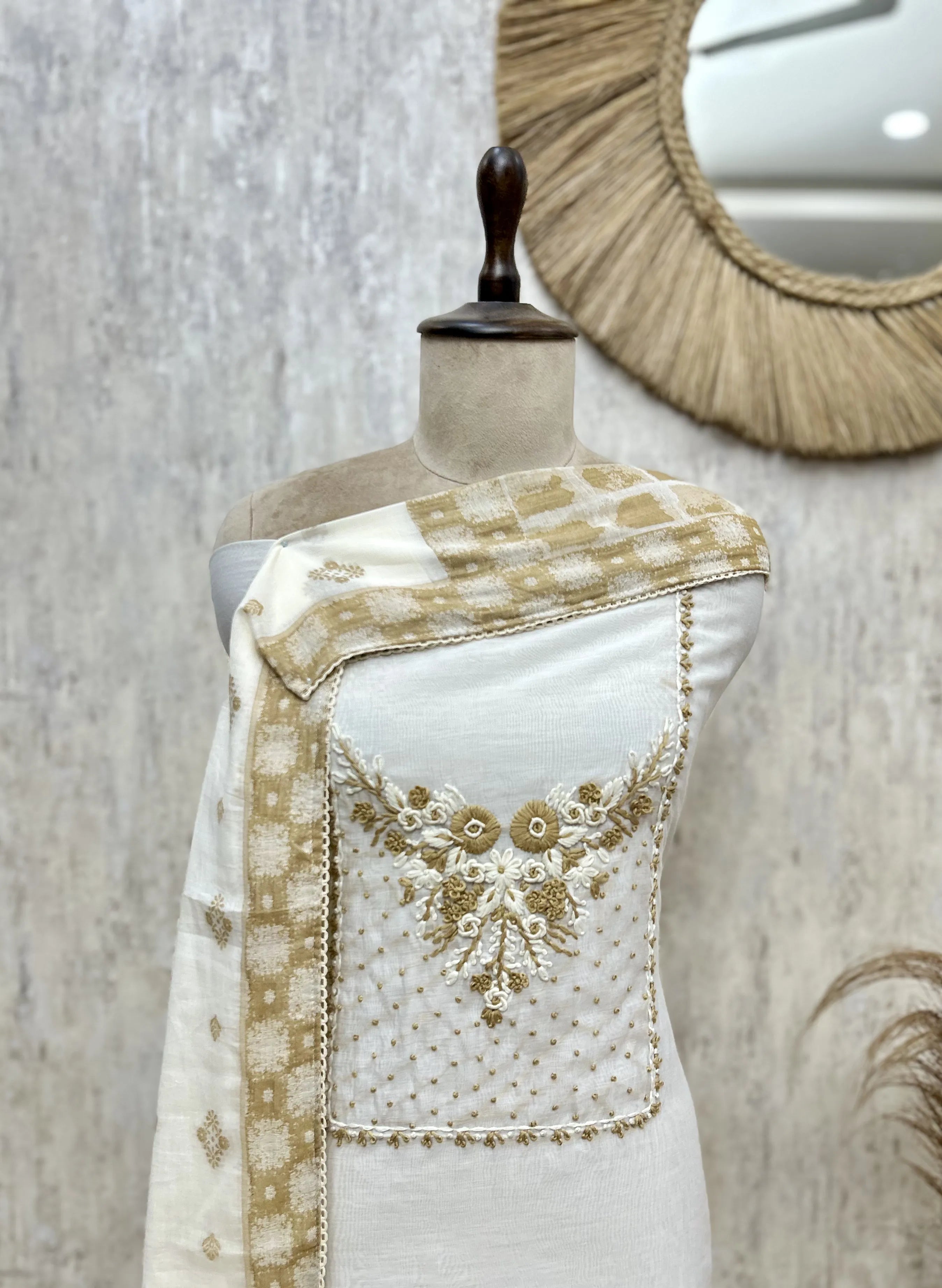 Embroidered Essence Mul Chanderi Unstitched Suit