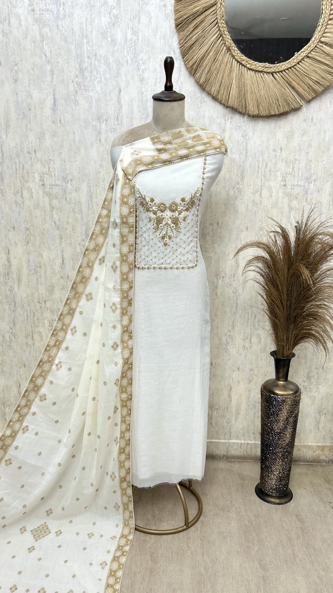 Embroidered Essence Mul Chanderi Unstitched Suit