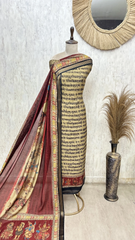 Maheshwari Unstitched Cotton Suit with Kalamkari Pallu