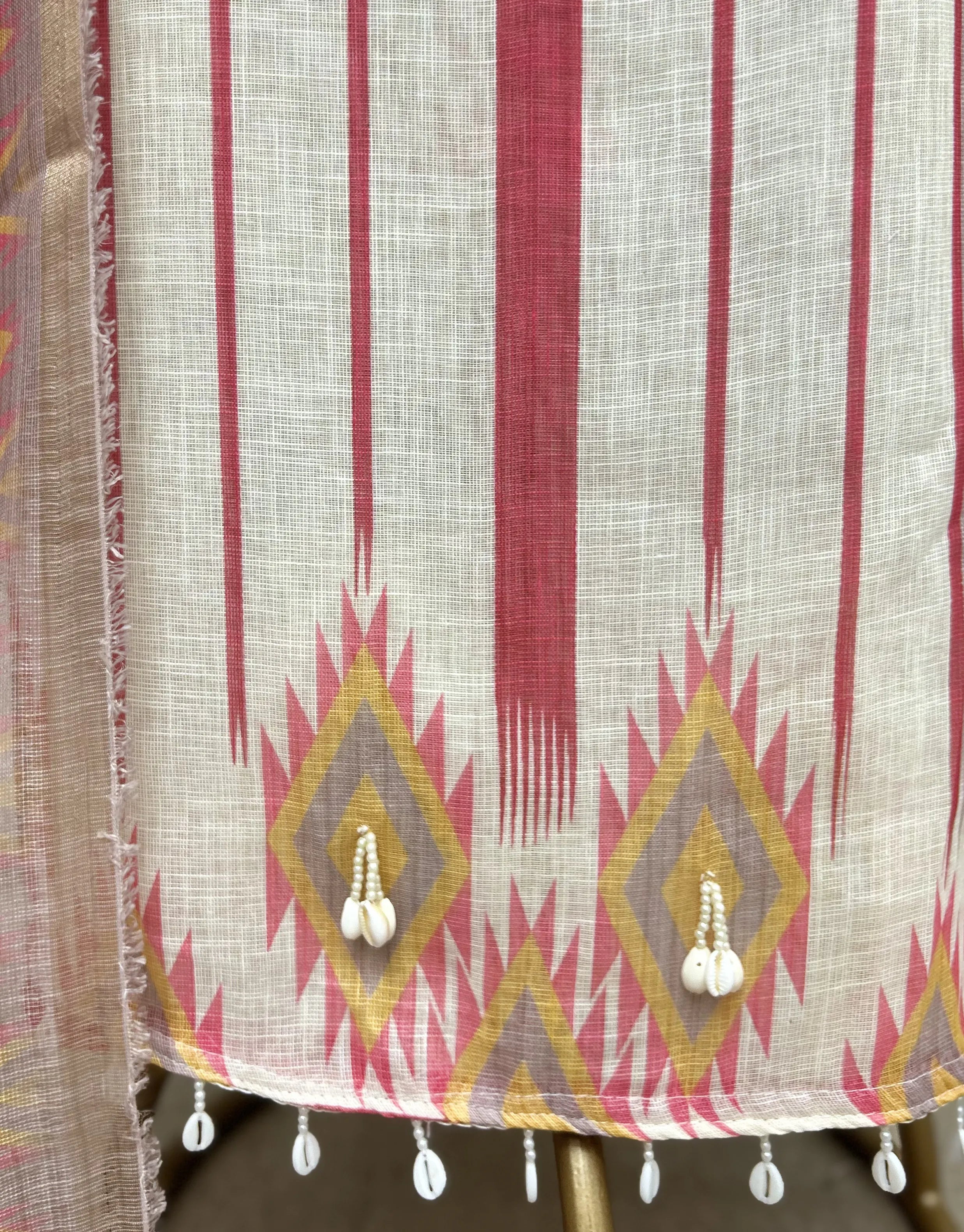 Ethereal Ikat Linen Unstitched Suit