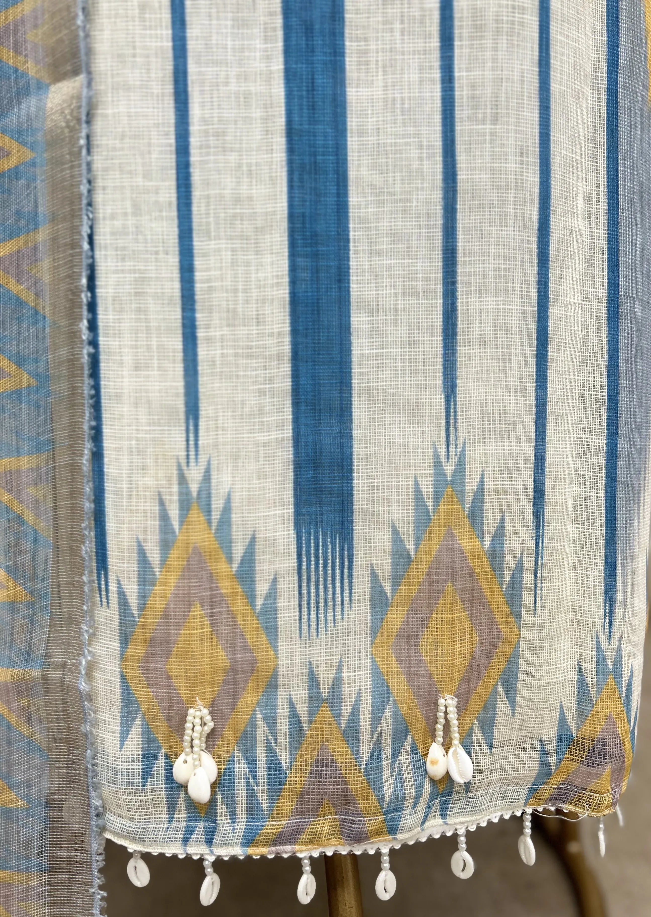 Ethereal Ikat Linen Unstitched Suit
