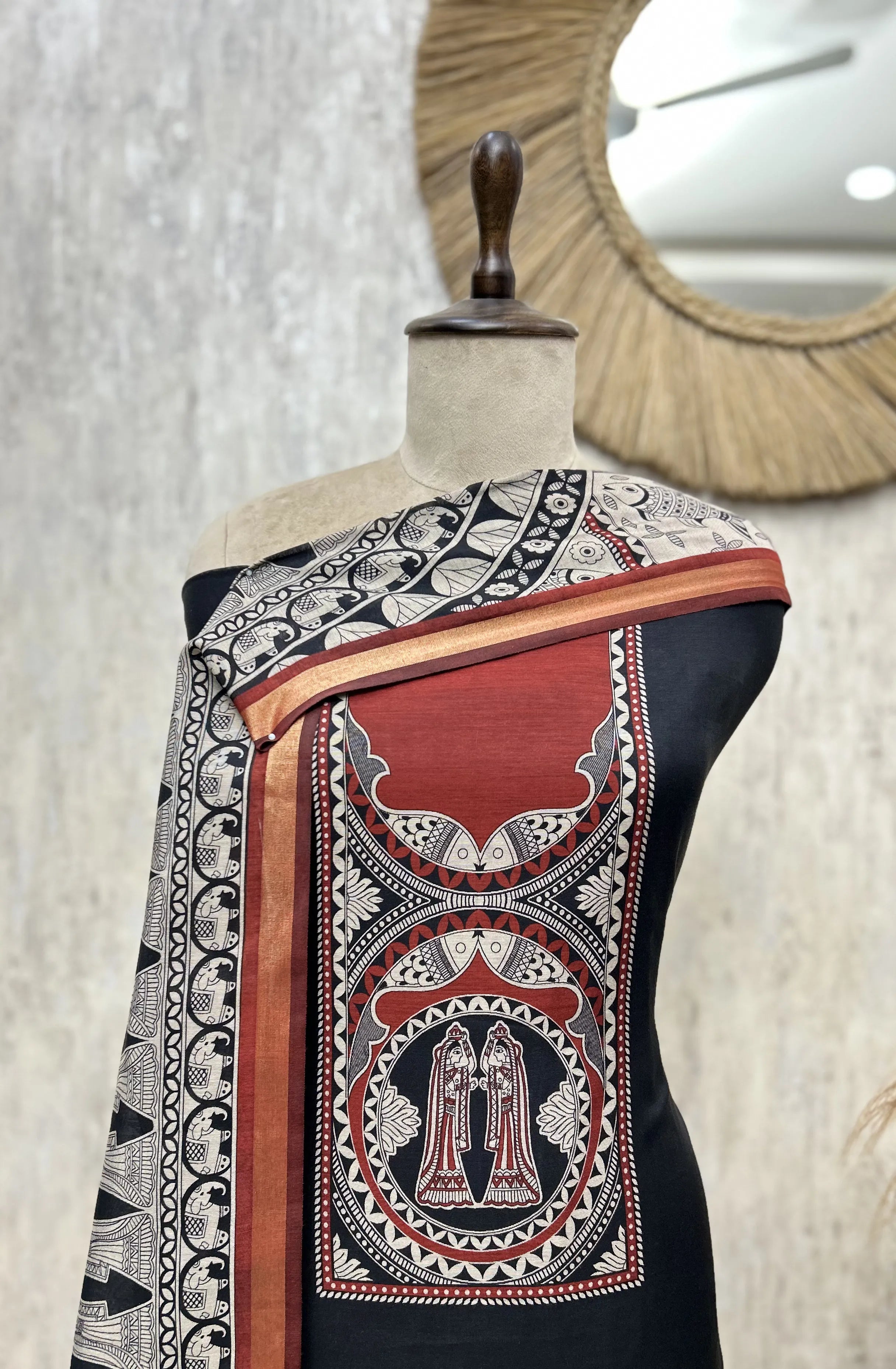 Temple Artistry Maheshwari Unstitched Suit