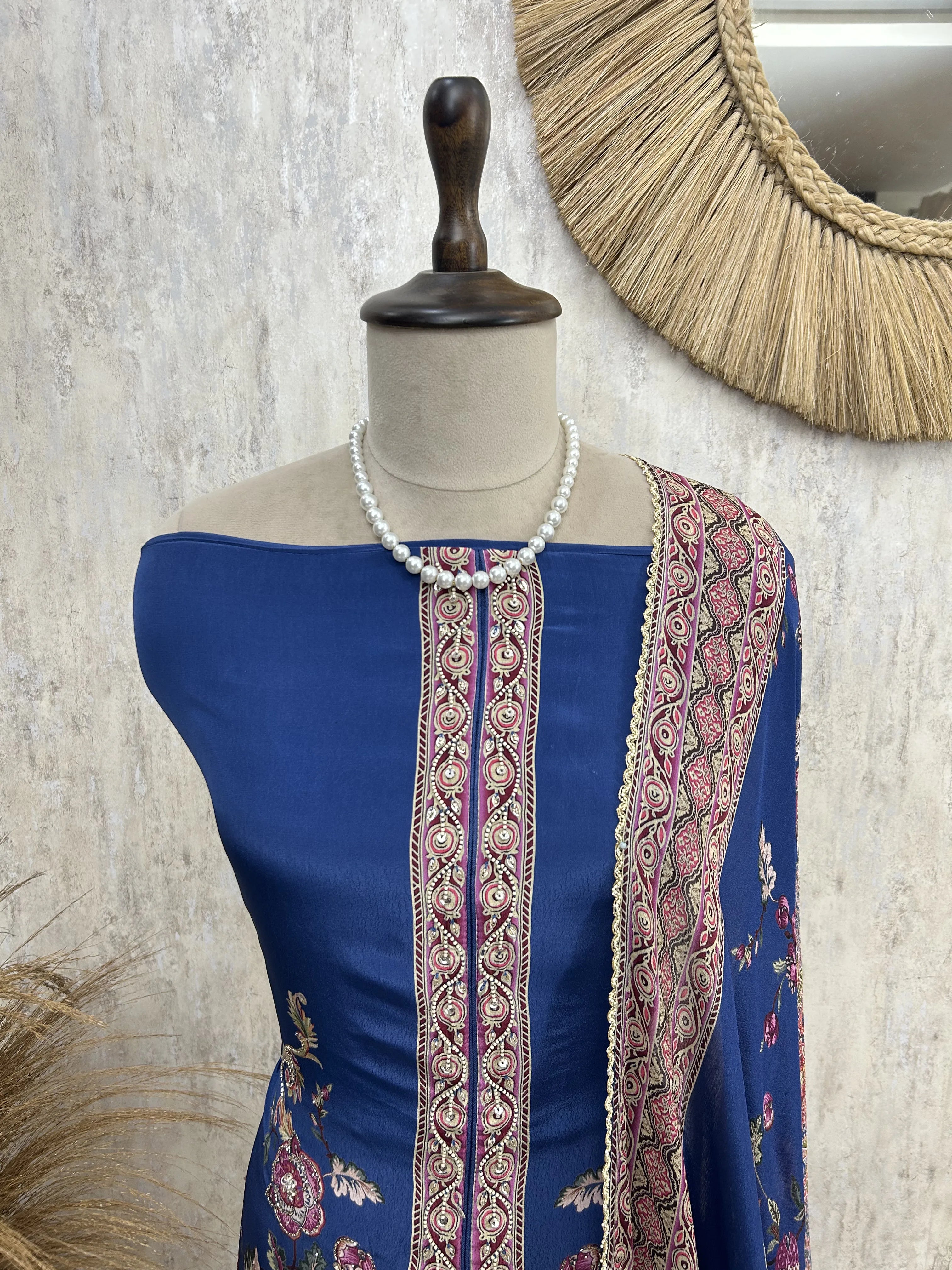 Traditional Wear Crepe Unstiched Suit
