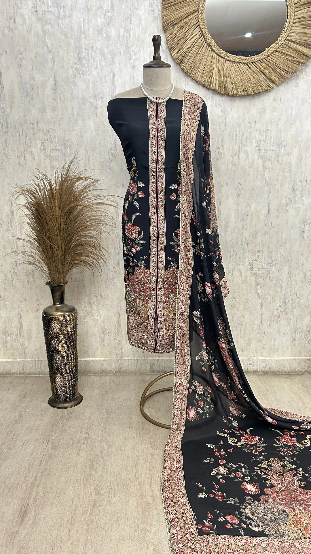 Traditional Wear Crepe Unstiched Suit
