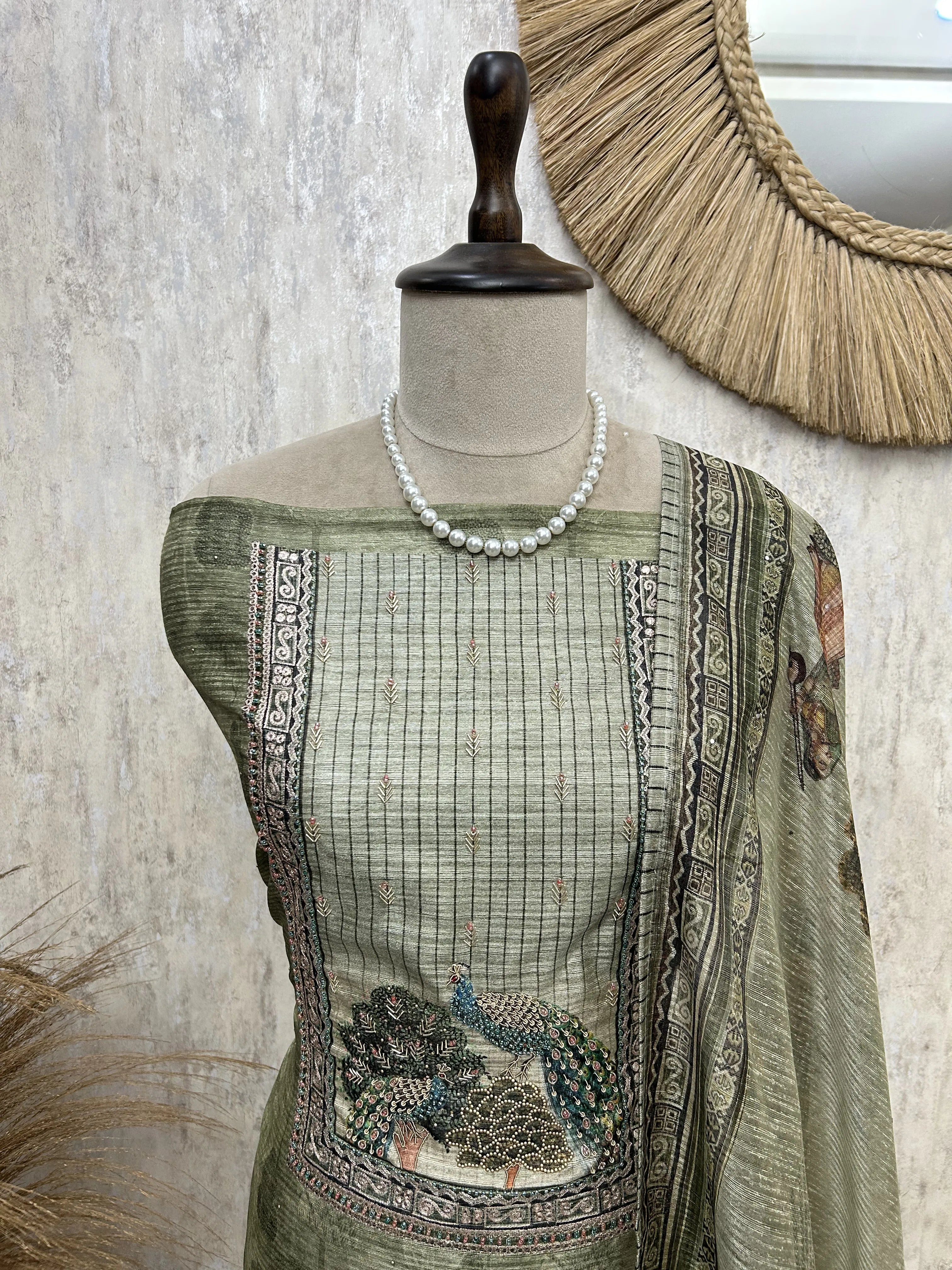 Peacock Garden Elegance Unstiched Suit