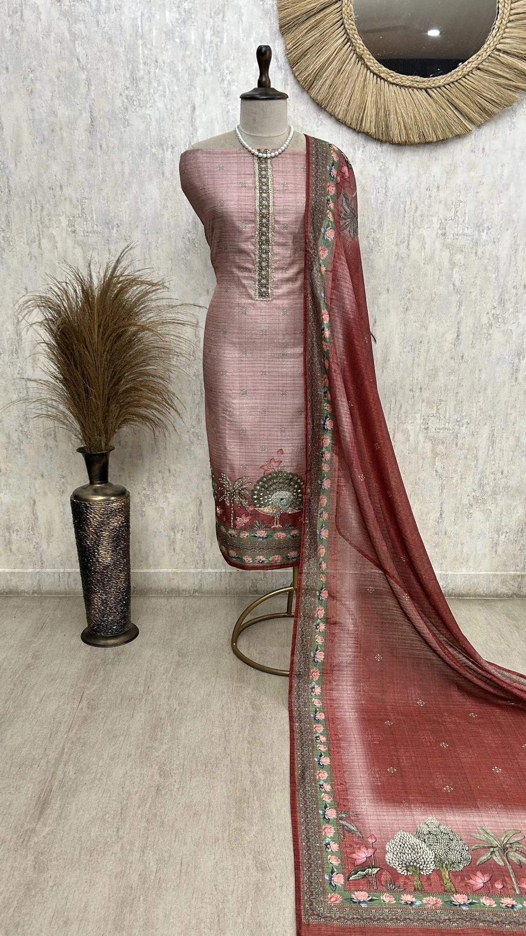 Peacock Bloom Unstiched Suit