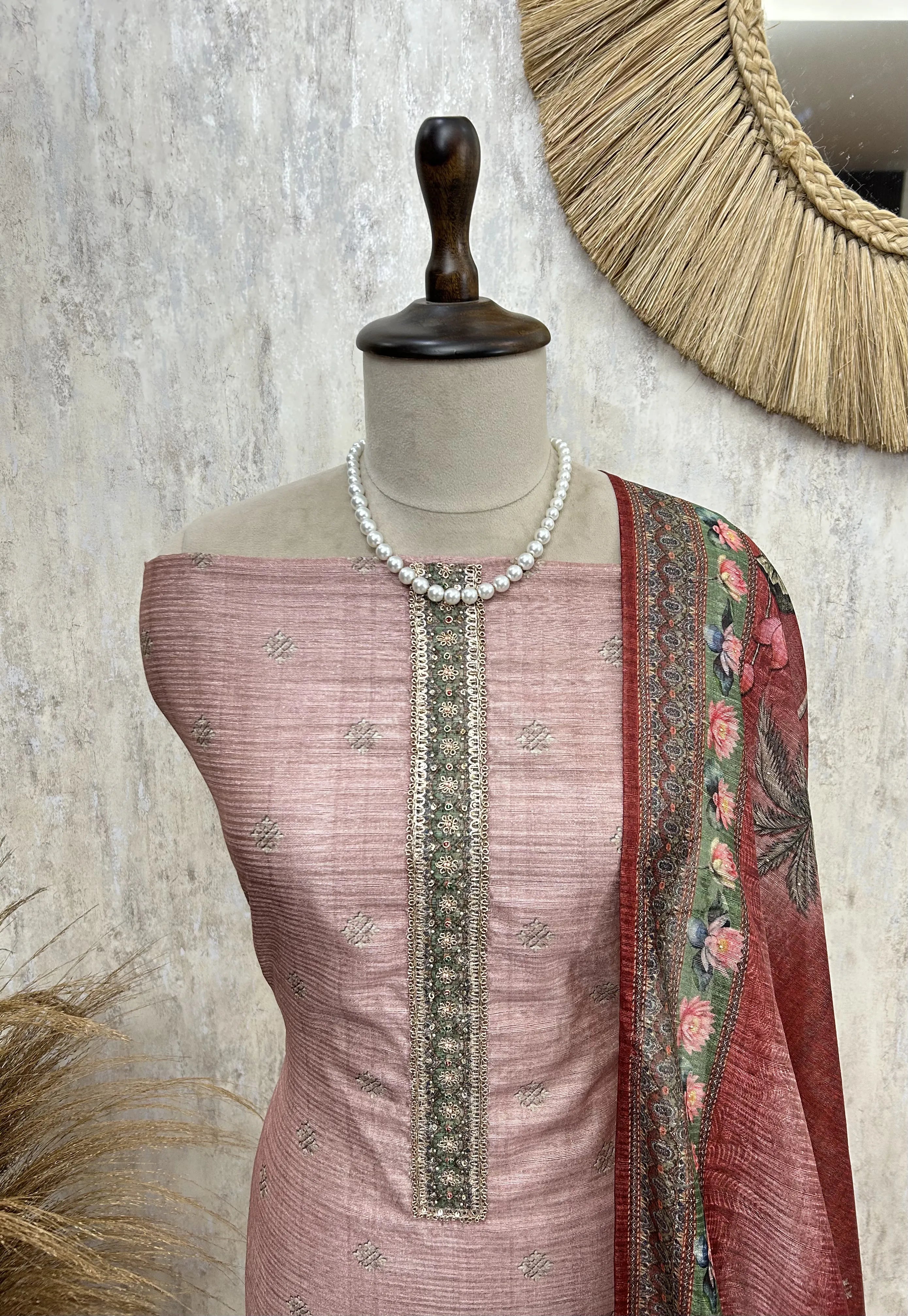 Peacock Bloom Unstiched Suit