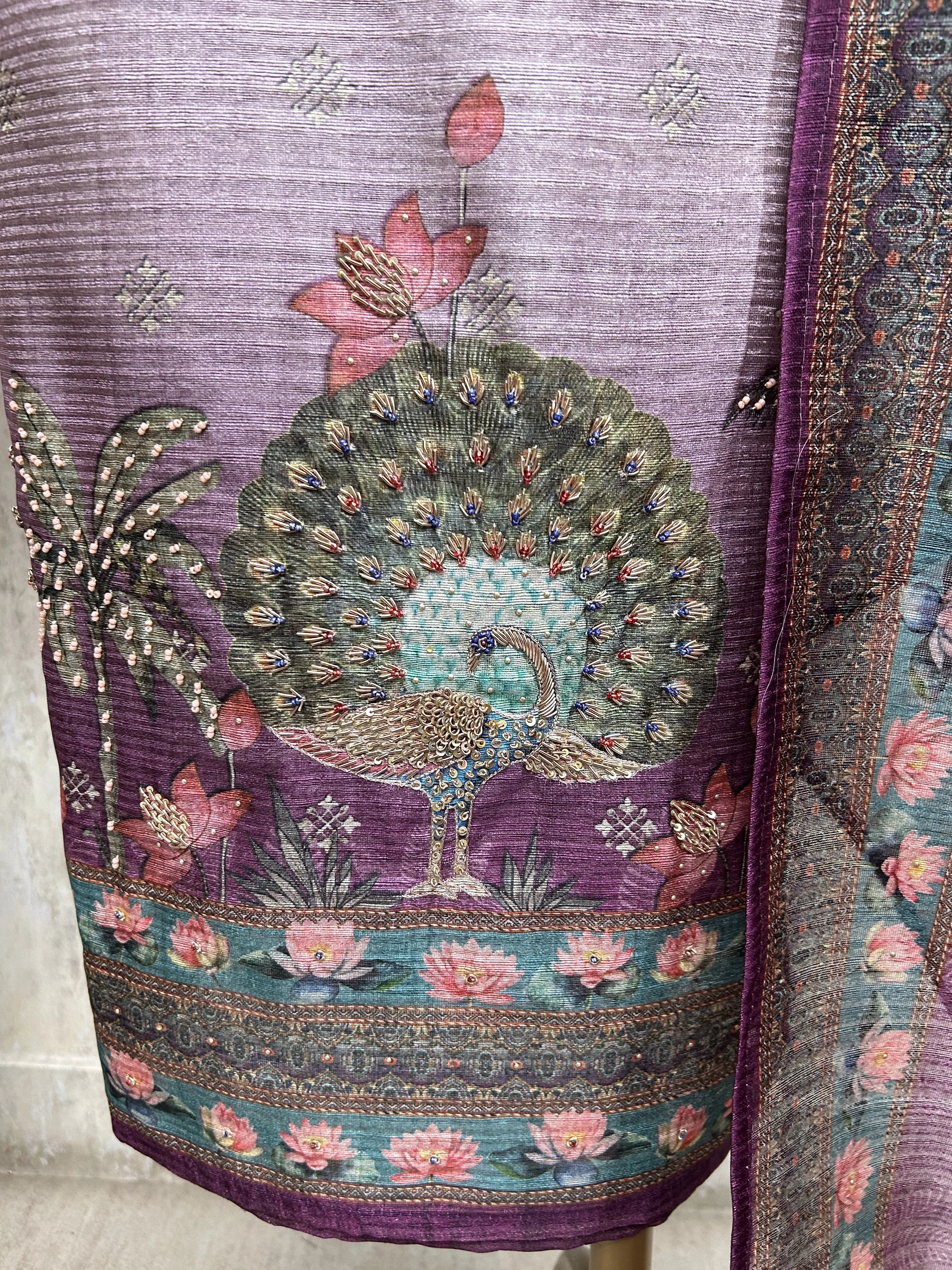 Peacock Bloom Unstiched Suit