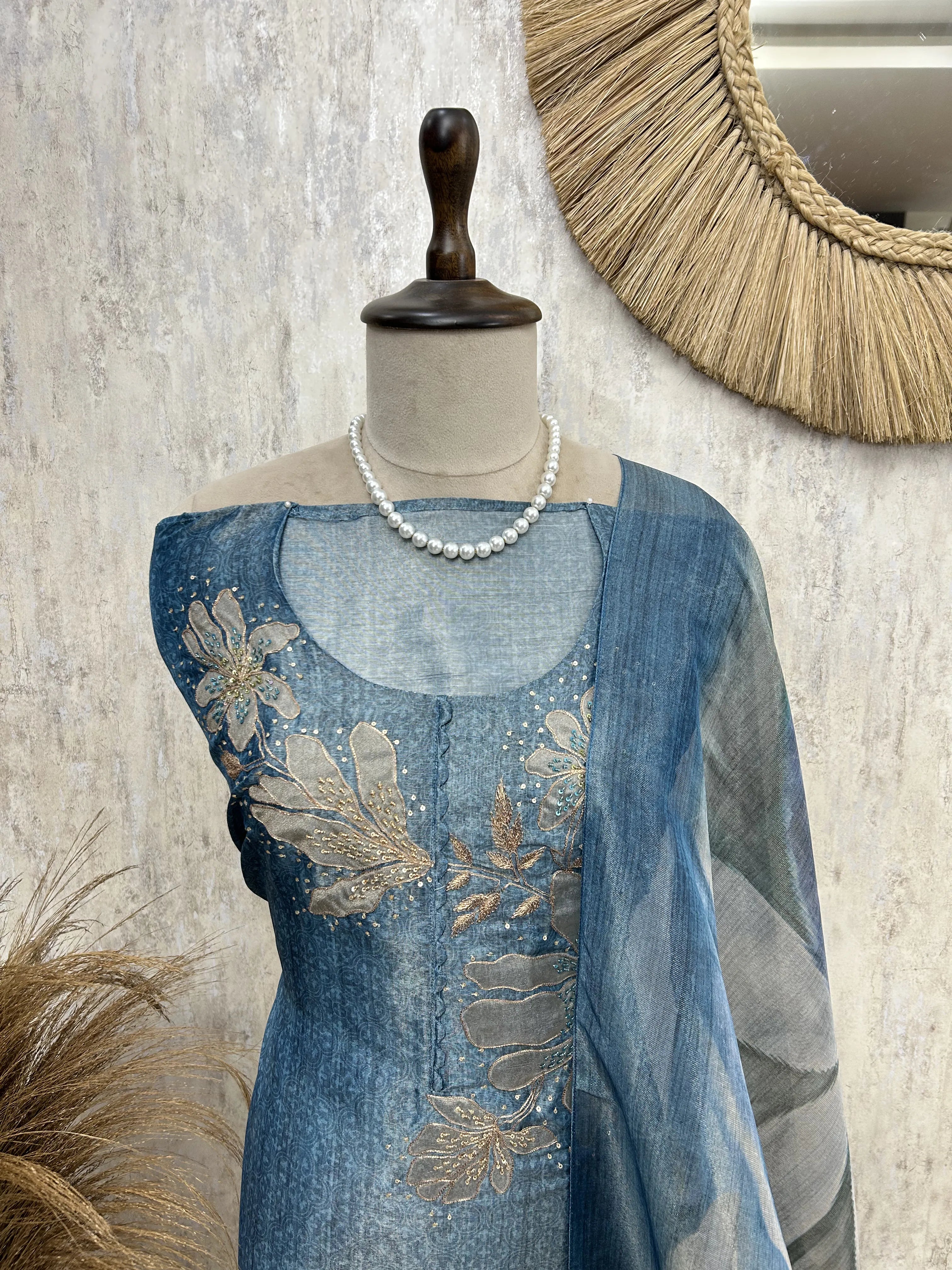 Azure Handwork Beauty Unstiched Suit
