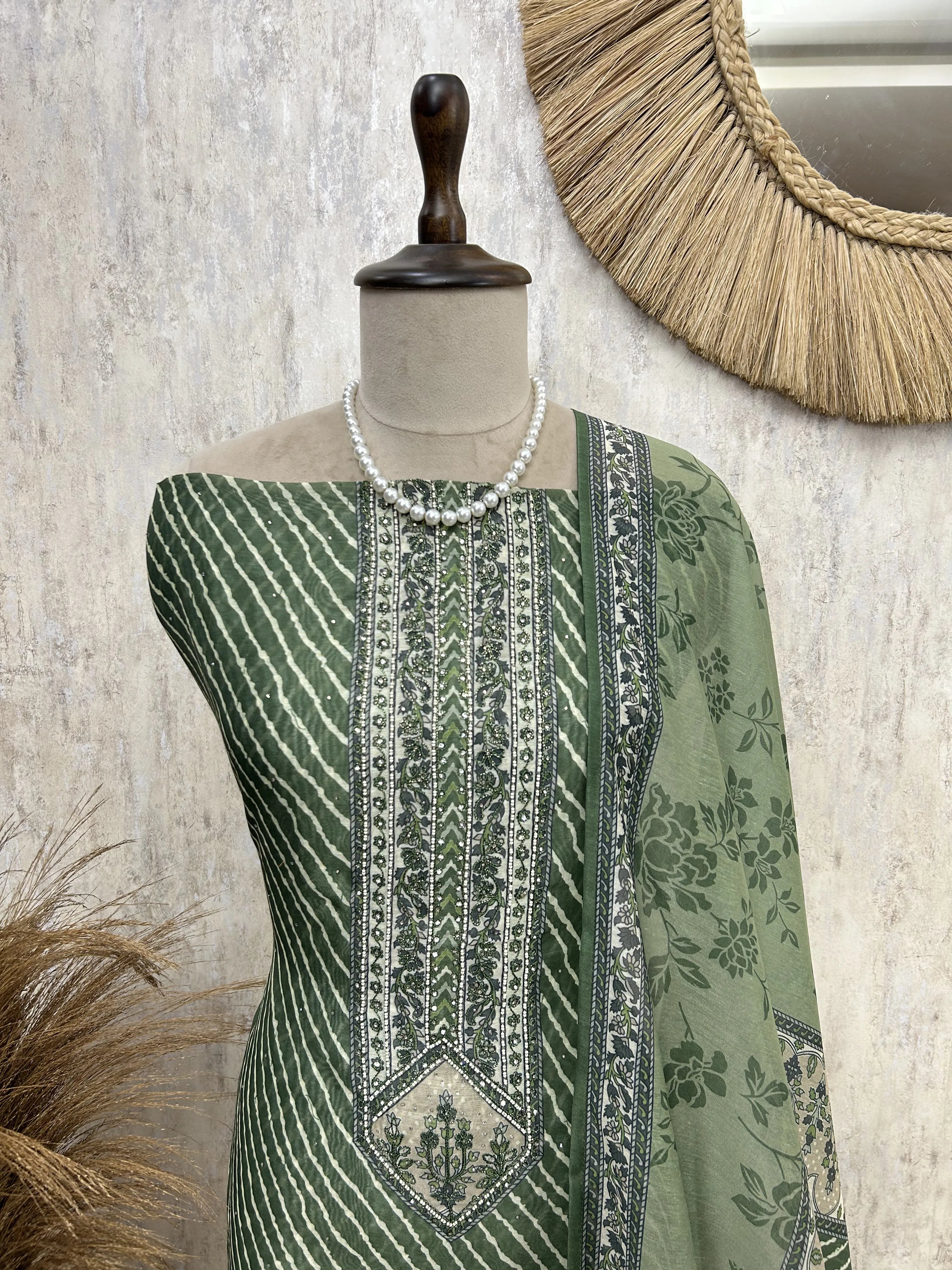 Elegant Ethnic Blues Unstiched Suit