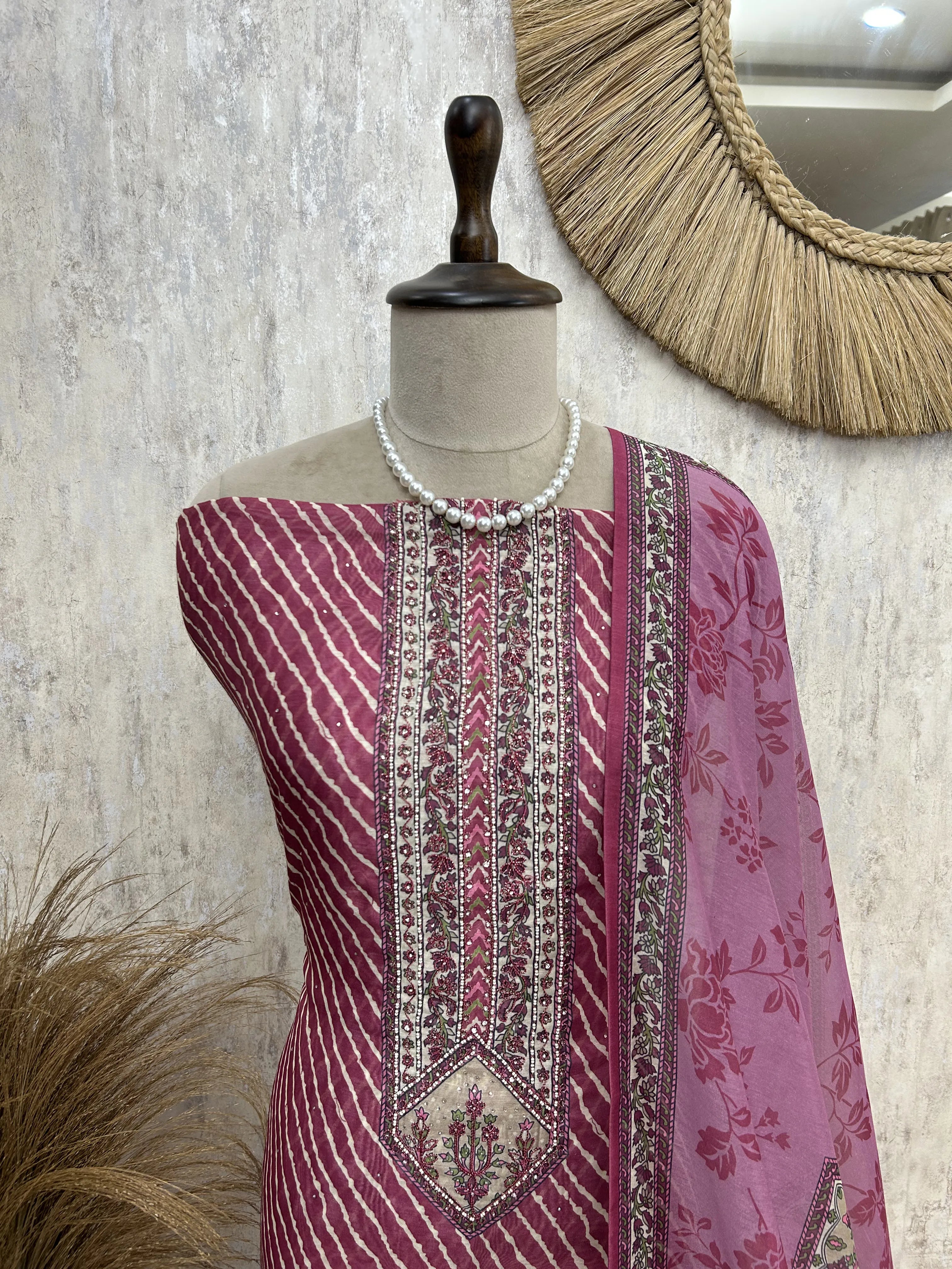 Elegant Ethnic Blues Unstiched Suit