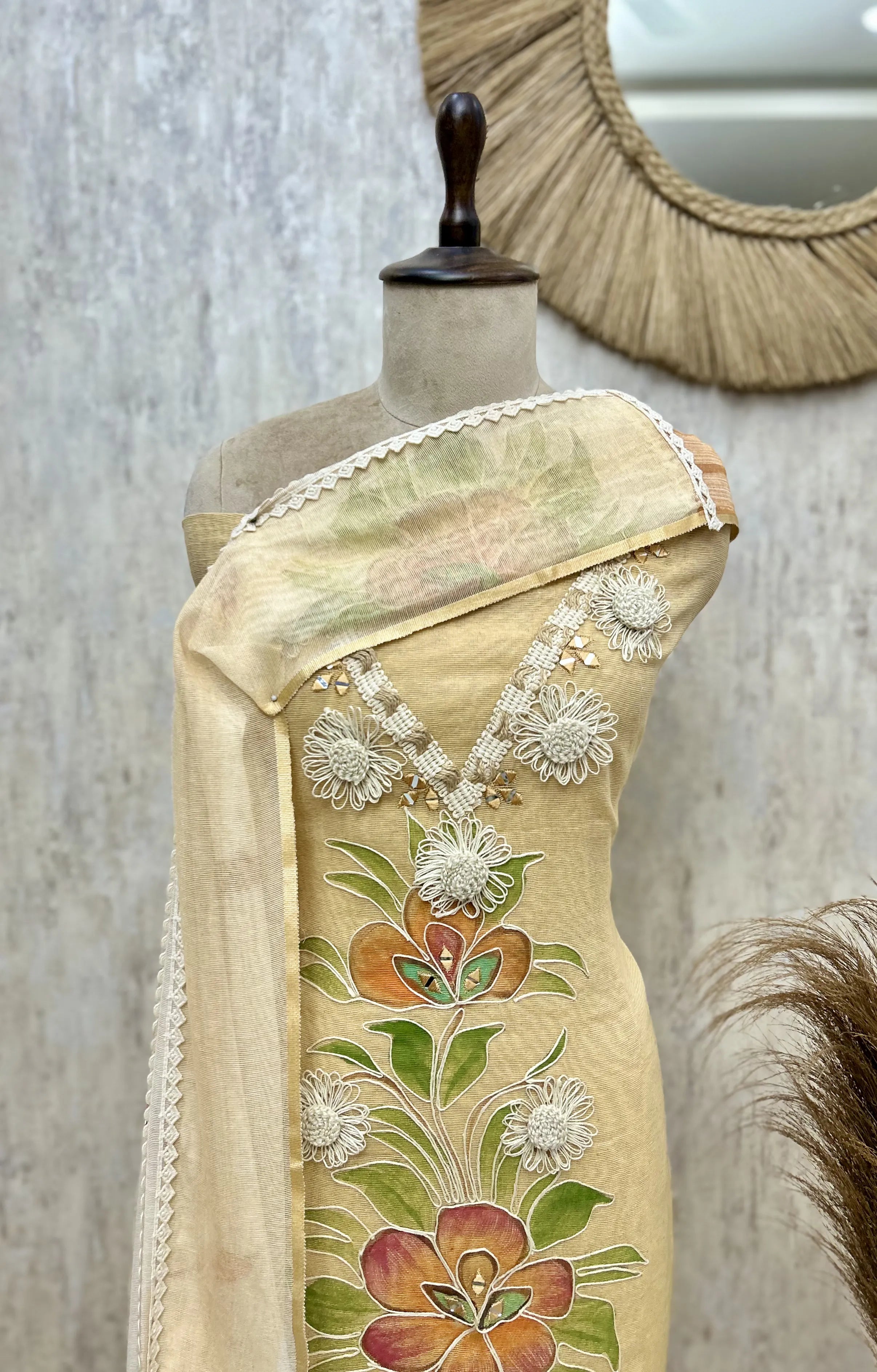 Botanical Charm Jute Cotton Unstitched Suit