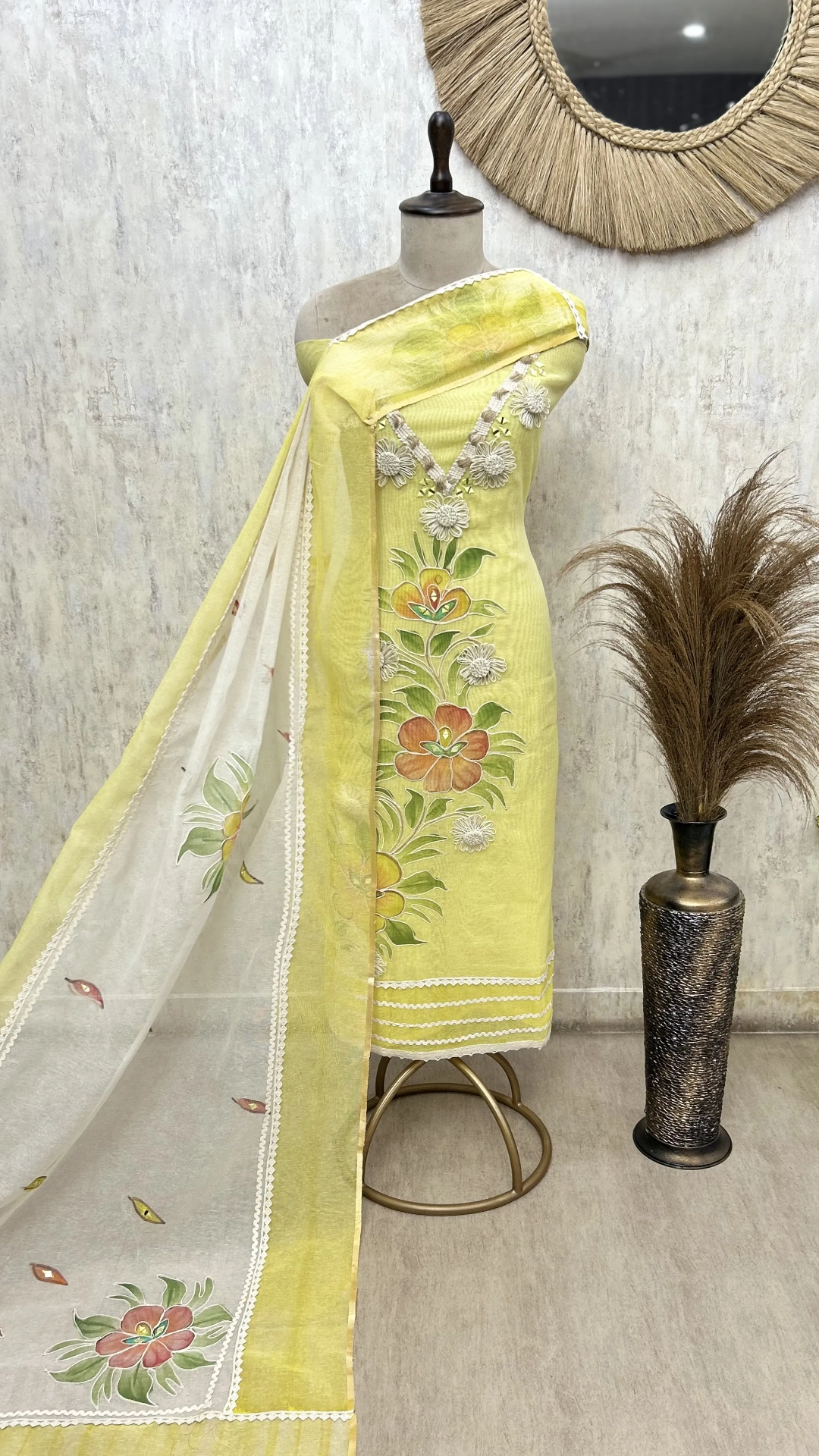 Botanical Charm Jute Cotton Unstitched Suit