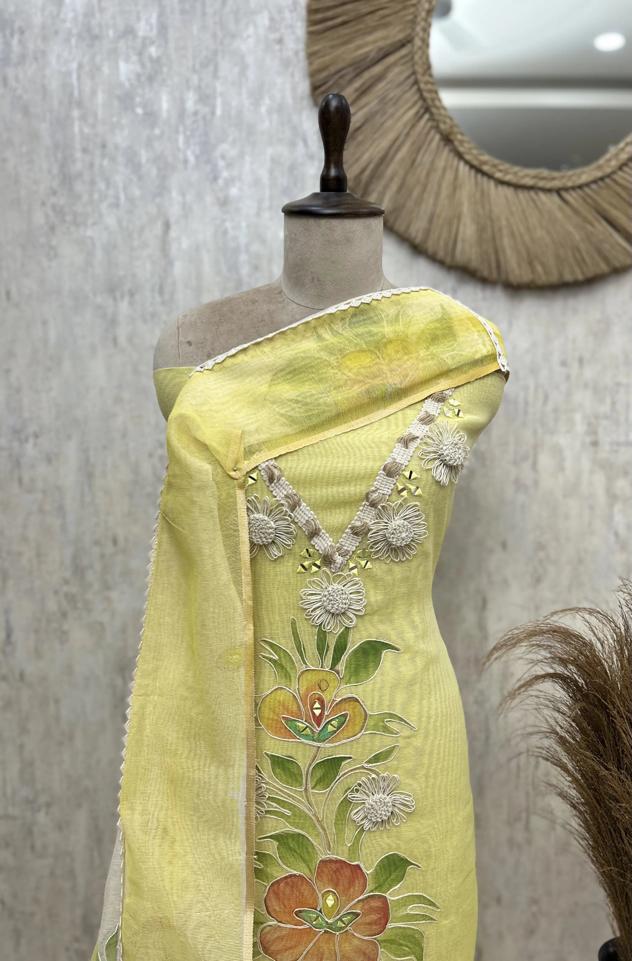 Botanical Charm Jute Cotton Unstitched Suit