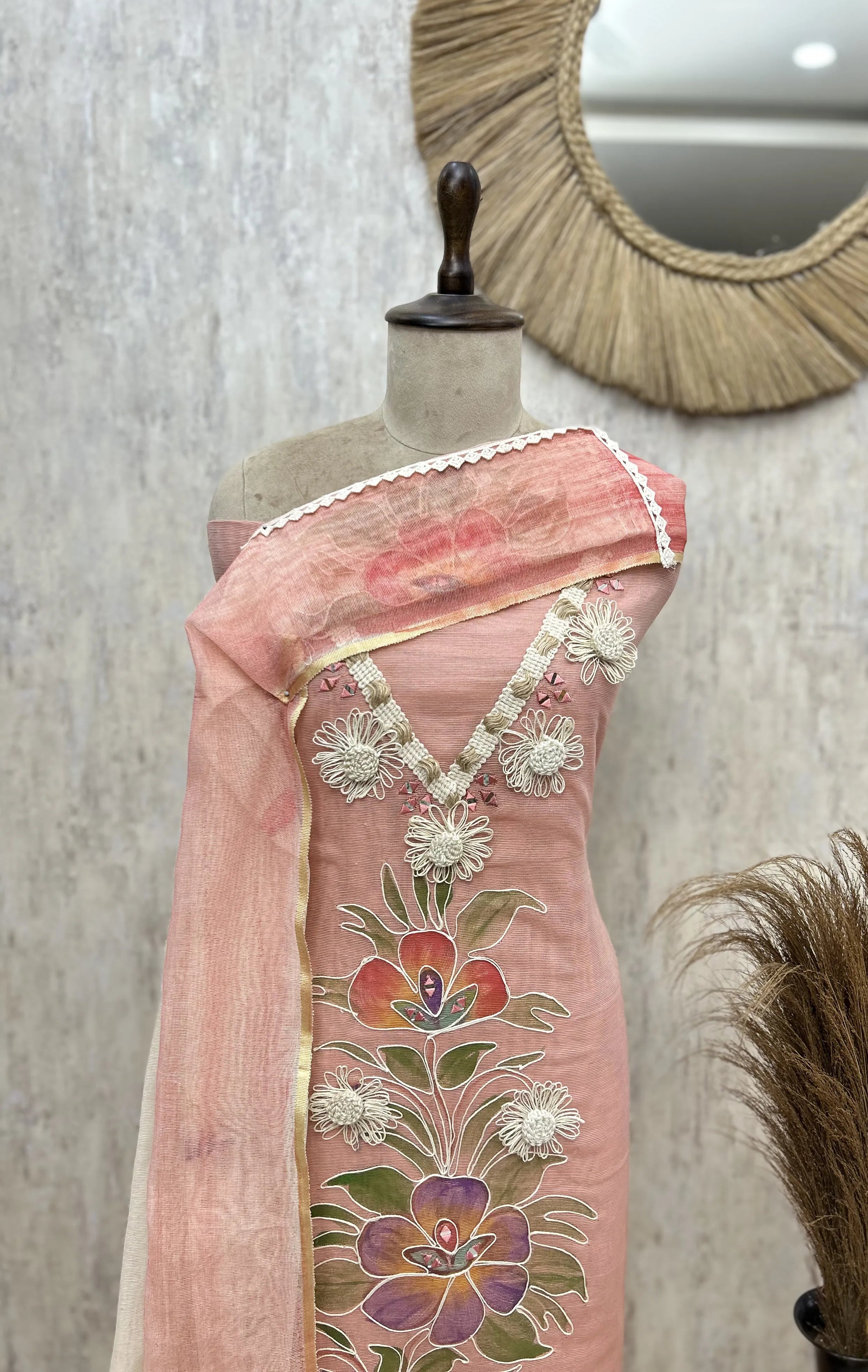 Botanical Charm Jute Cotton Unstitched Suit
