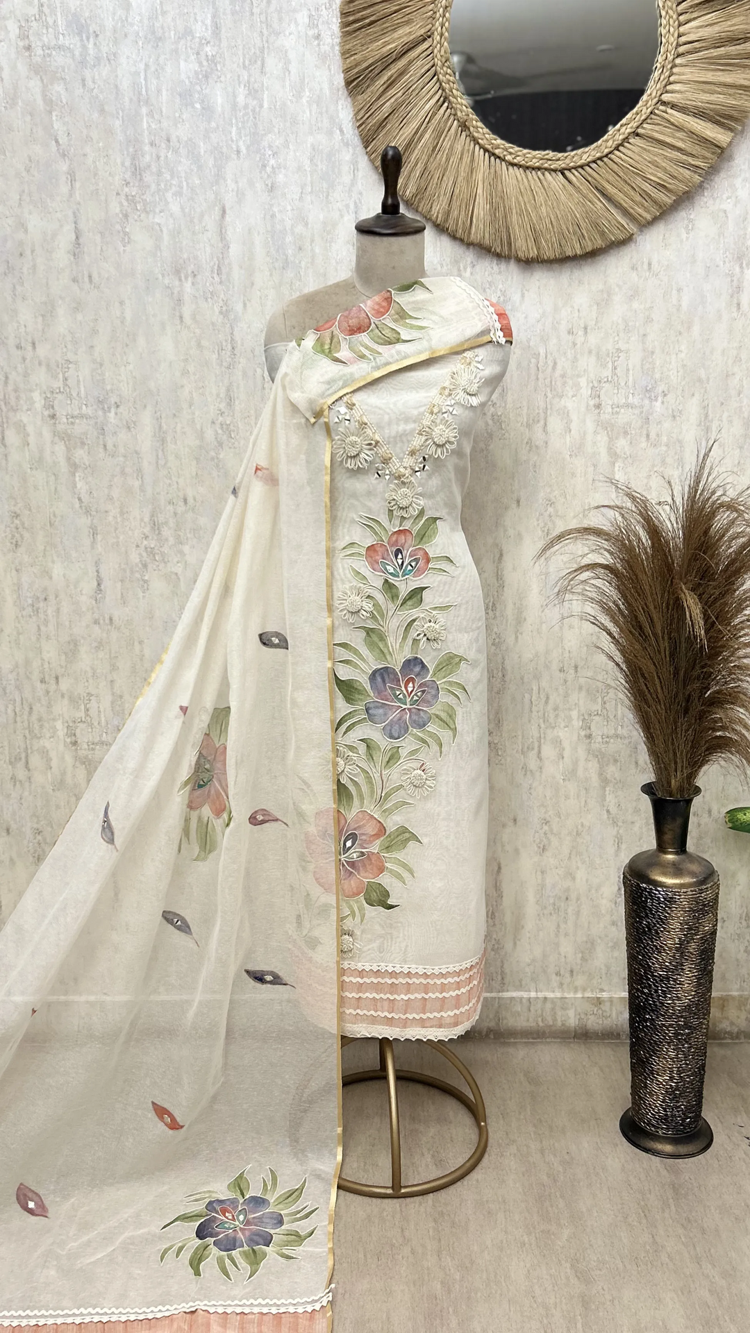 Botanical Charm Jute Cotton Unstitched Suit