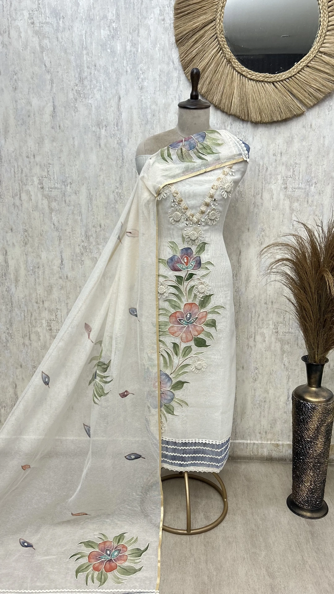 Botanical Charm Jute Cotton Unstitched Suit