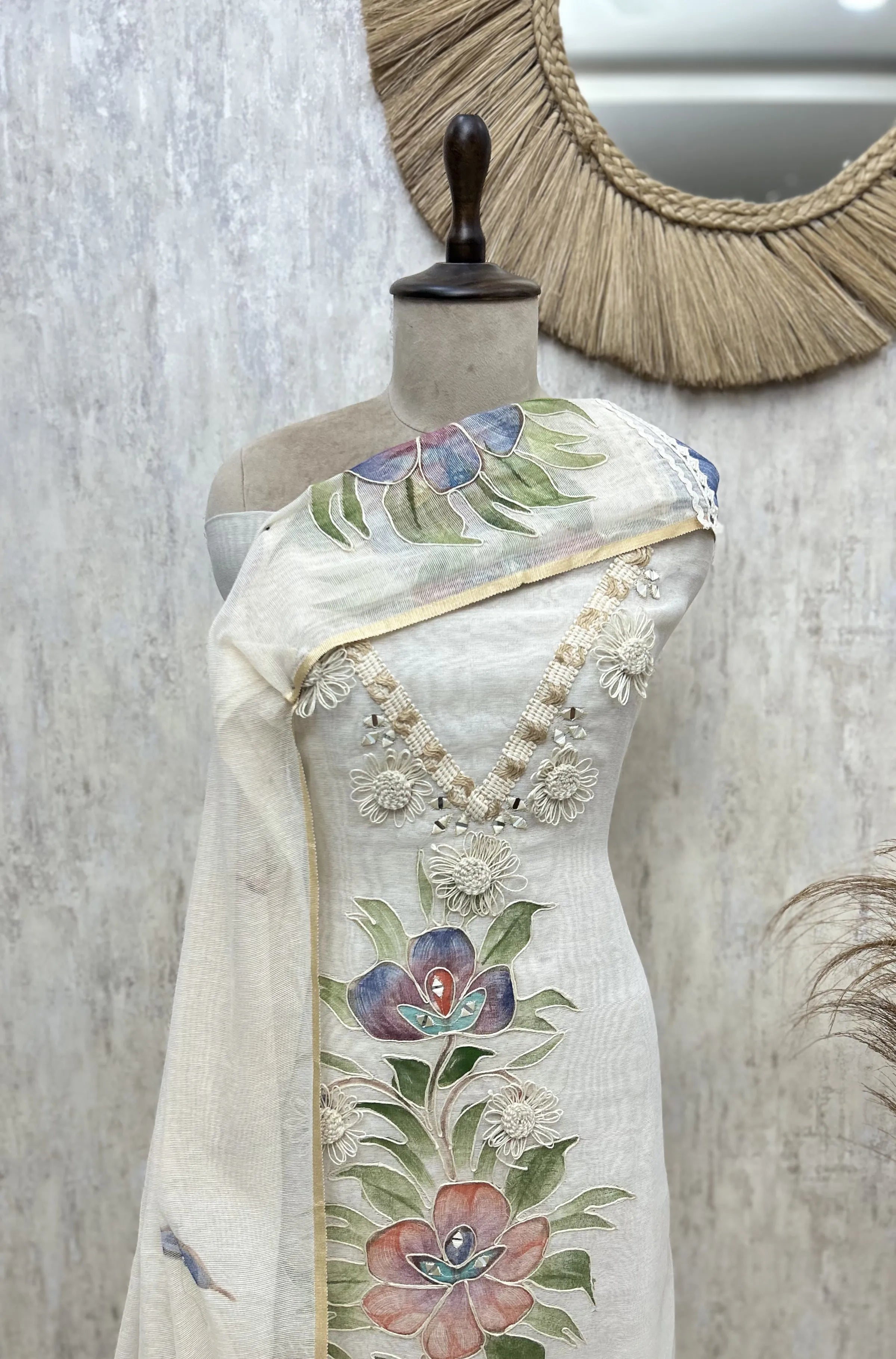 Botanical Charm Jute Cotton Unstitched Suit