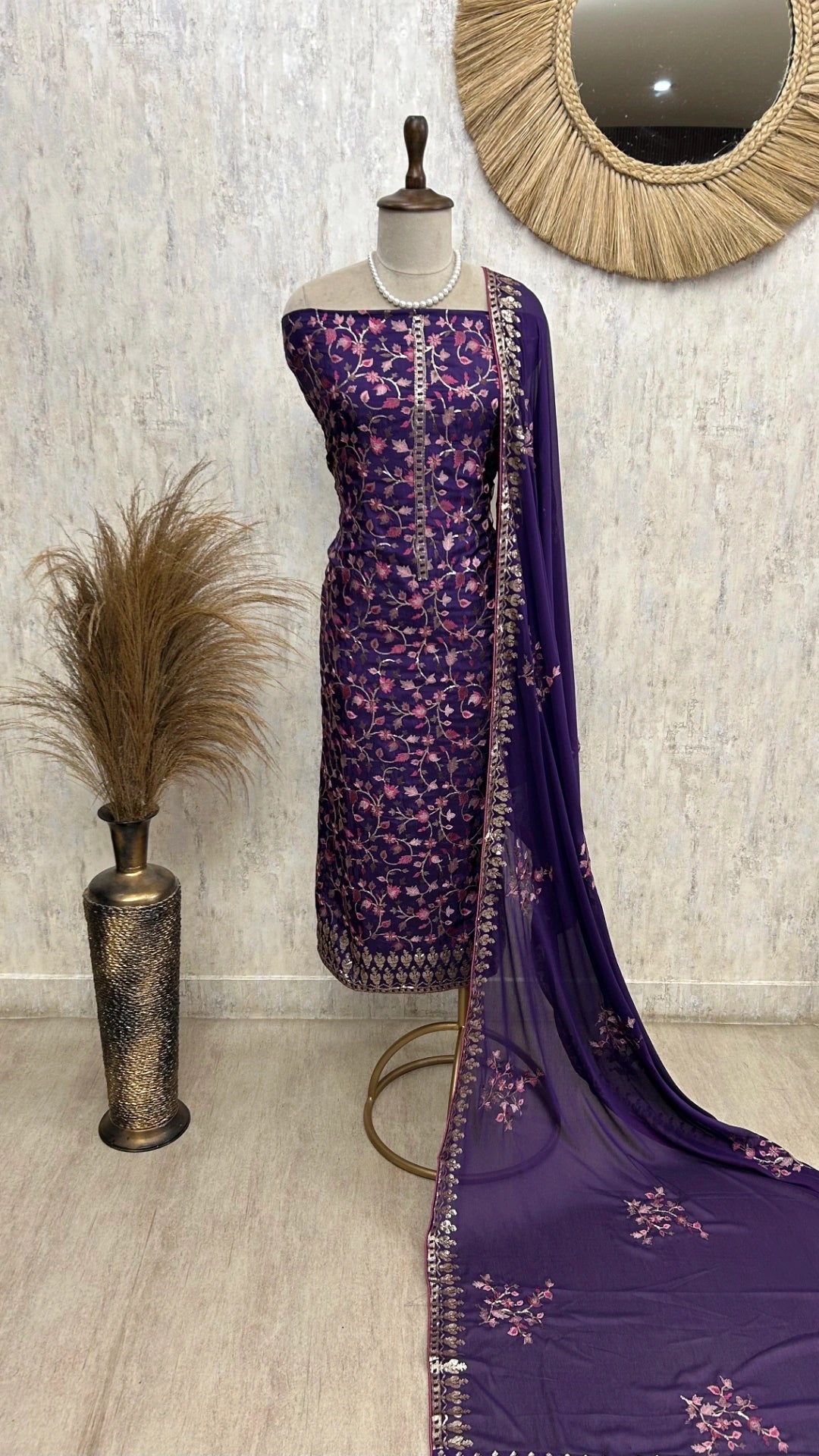 Unstitched Suit Set Opada with Thread Embroidery