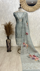 Teal Heirloom Elegance Unstiched Suit