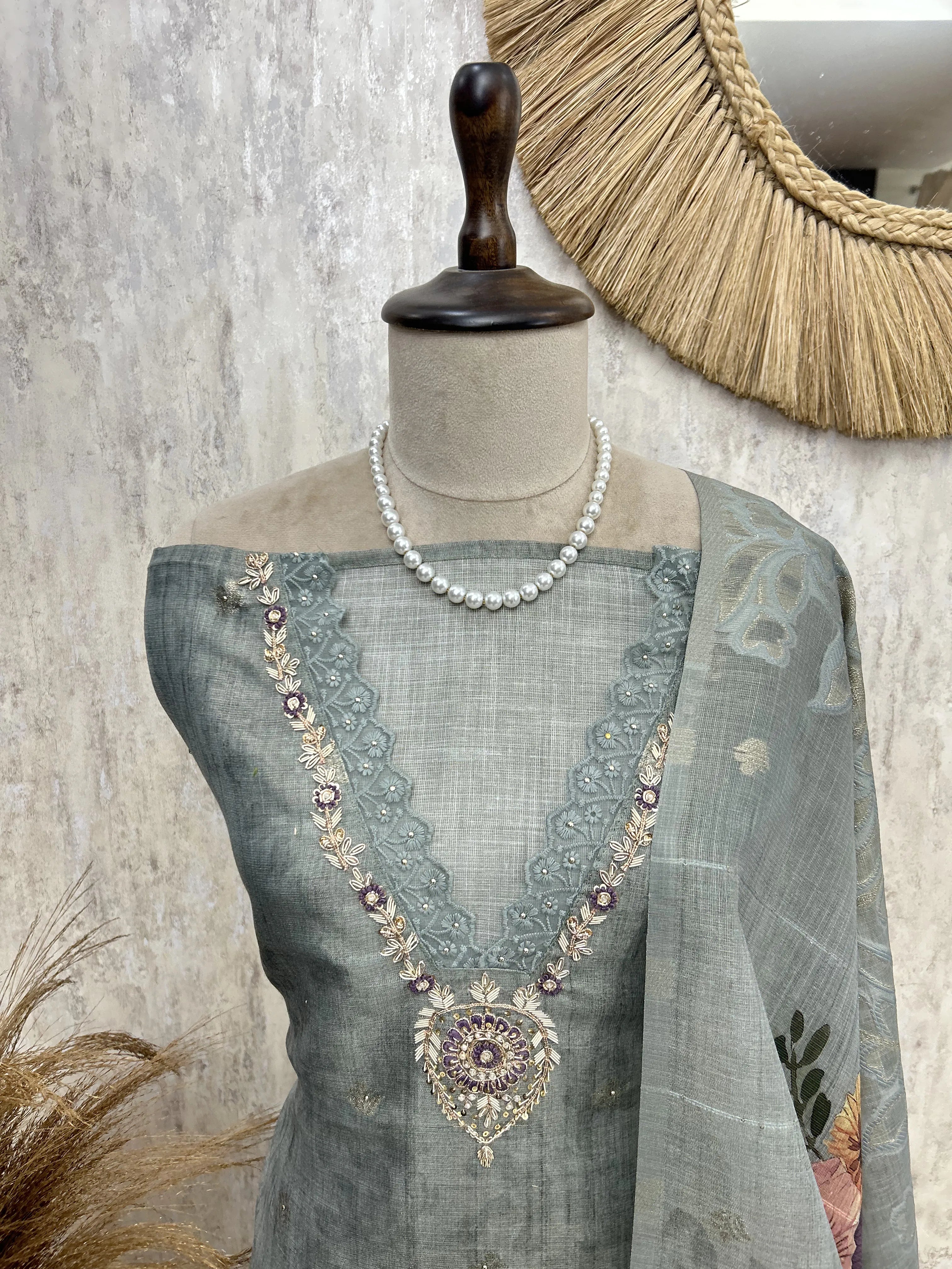 Teal Heirloom Elegance Unstiched Suit