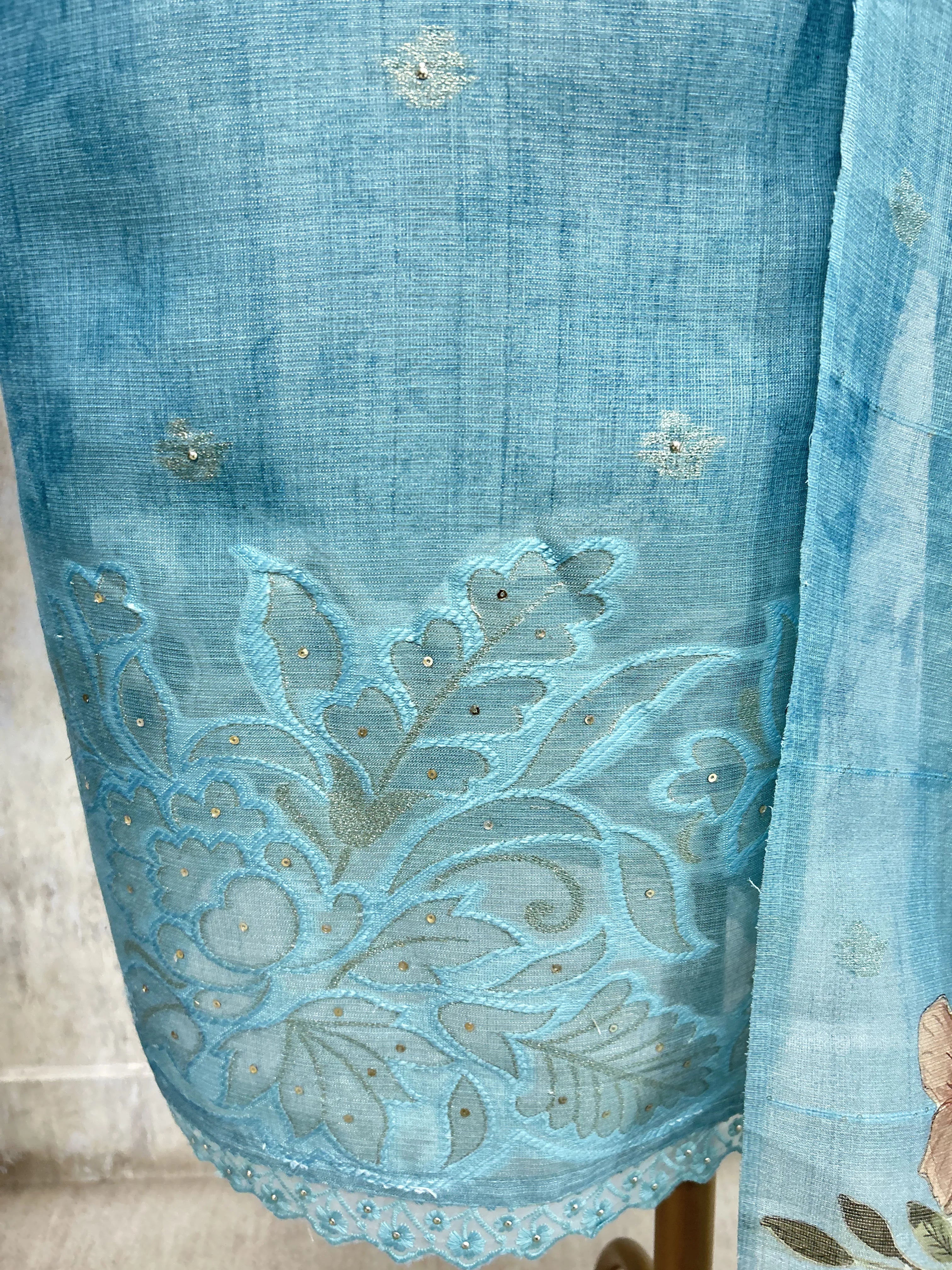 Teal Heirloom Elegance Unstiched Suit