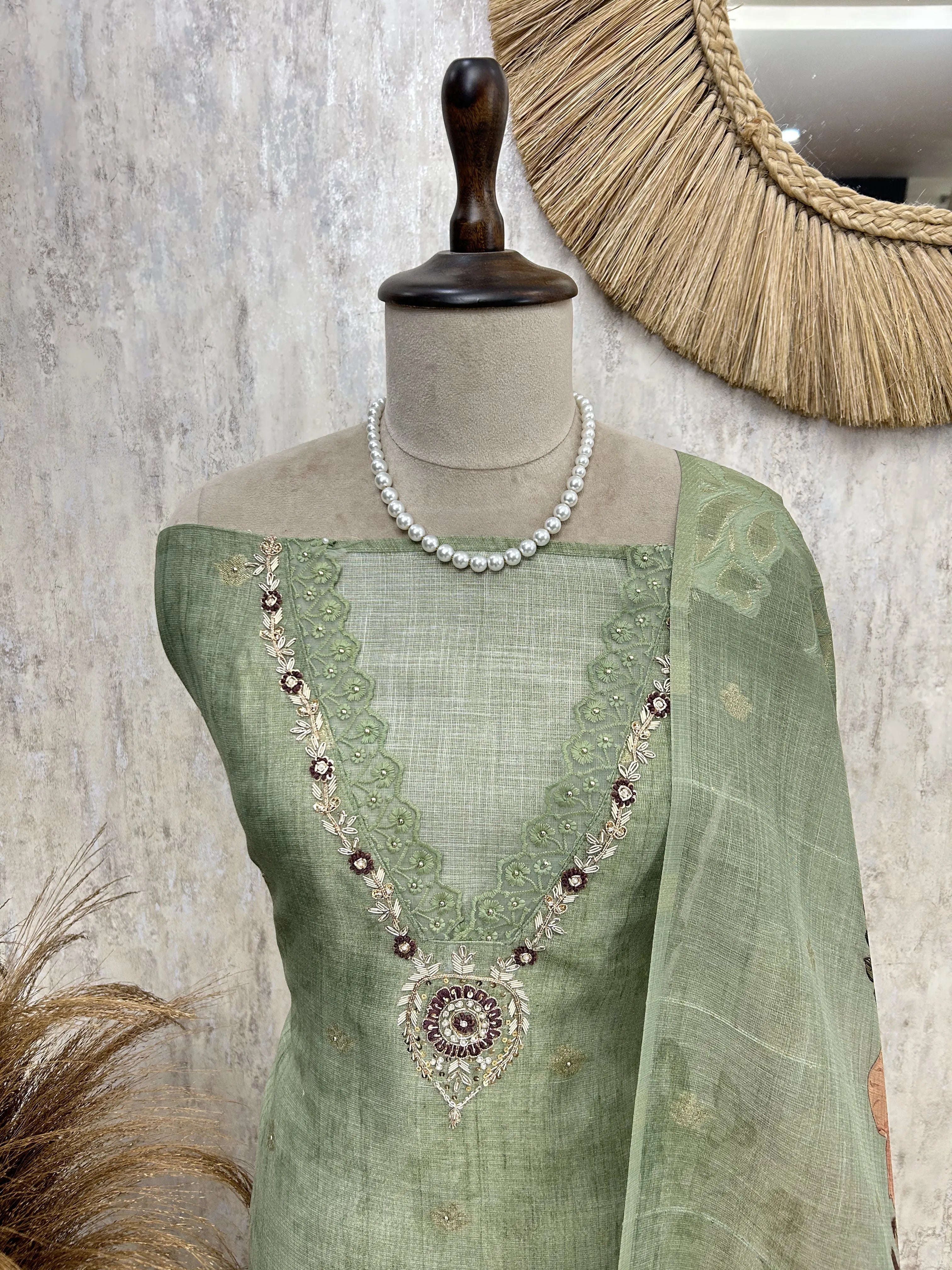 Teal Heirloom Elegance Unstiched Suit
